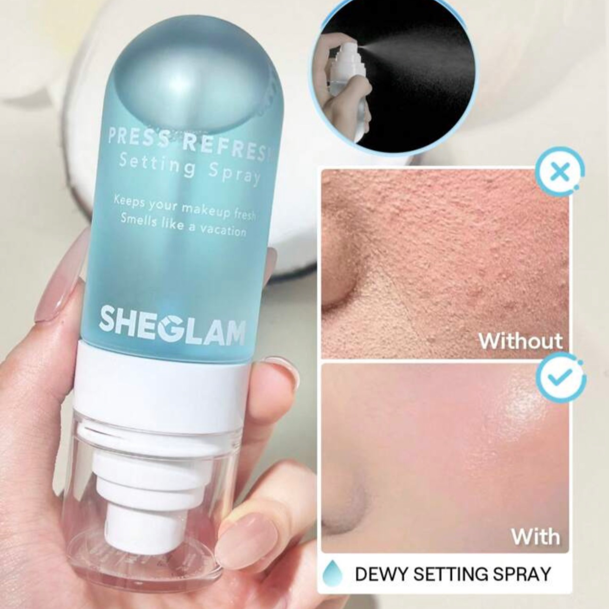 SHEGLAM SPRAY FIXATEUR PRESS REFRESH LONGUE DURÉE