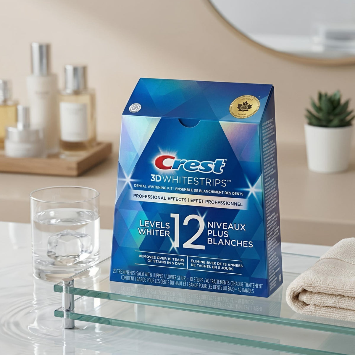 CREST 3D WHITESTRIPS PROFESSIONAL EFFECTS 12 LEVELS WHITER, 20 TREATMENTS