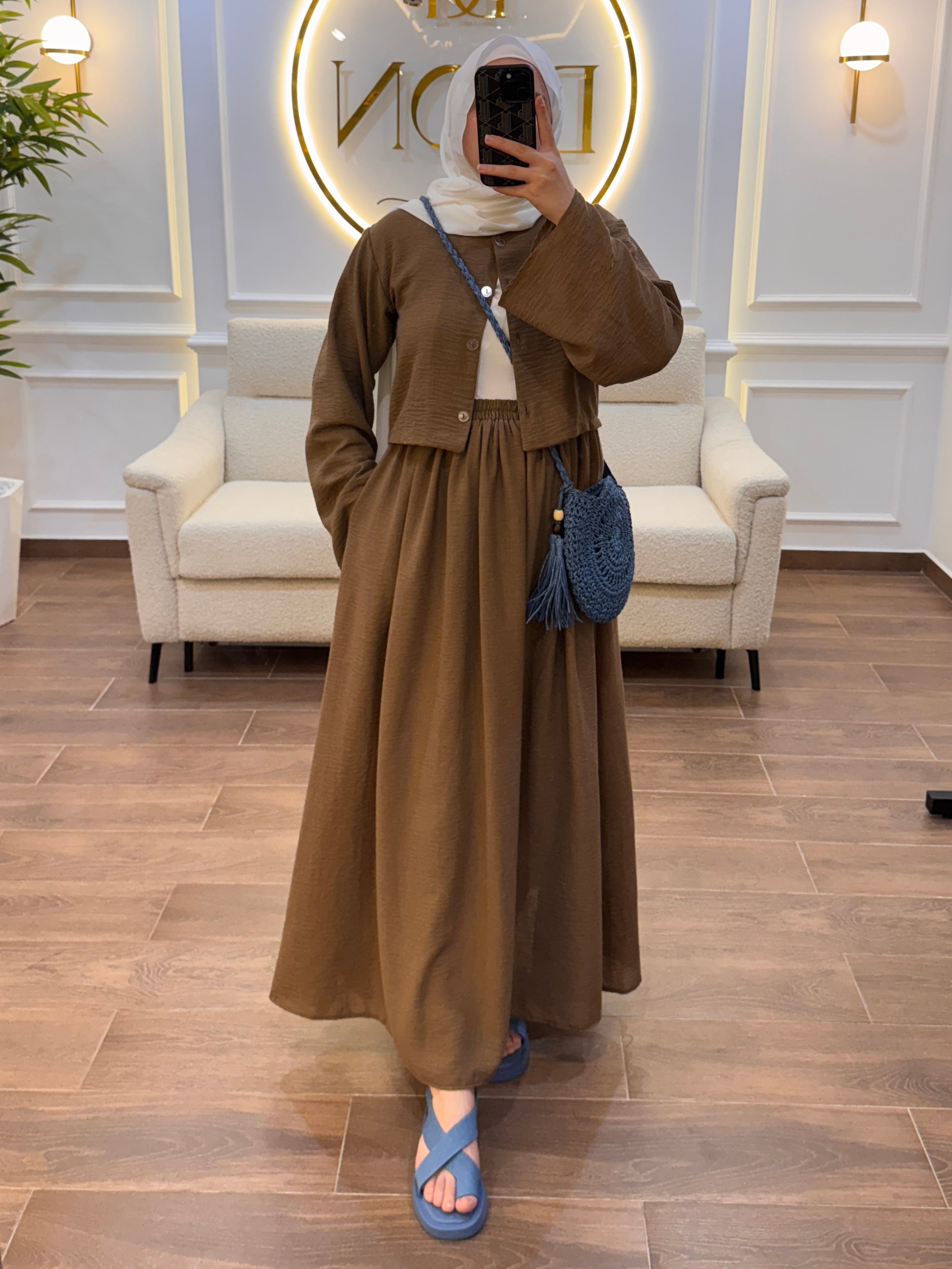 ENSEMBLE EN LIN TOKYO MARRON CHOCOLAT