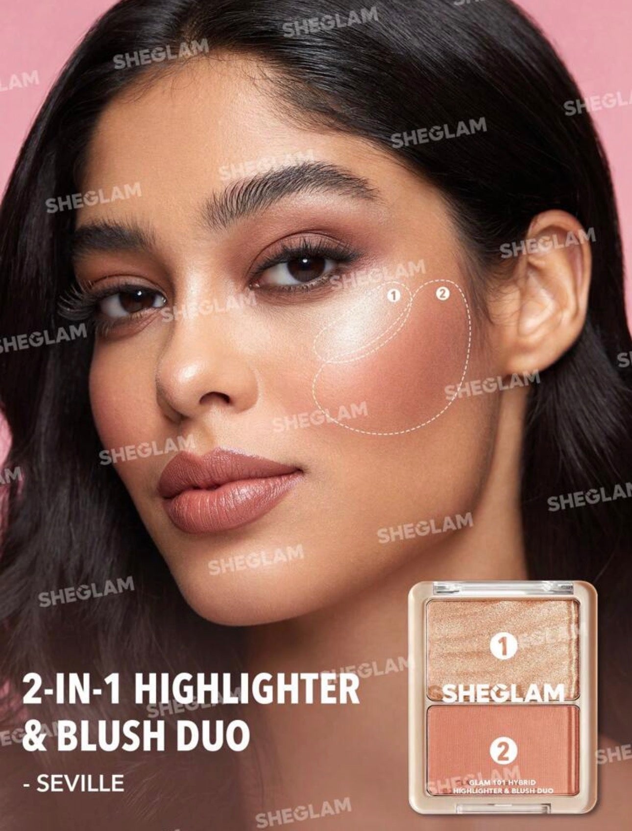 SHEGLAM DUO HIGHLIGHT ET BLUSH COULEUR SEVILLE