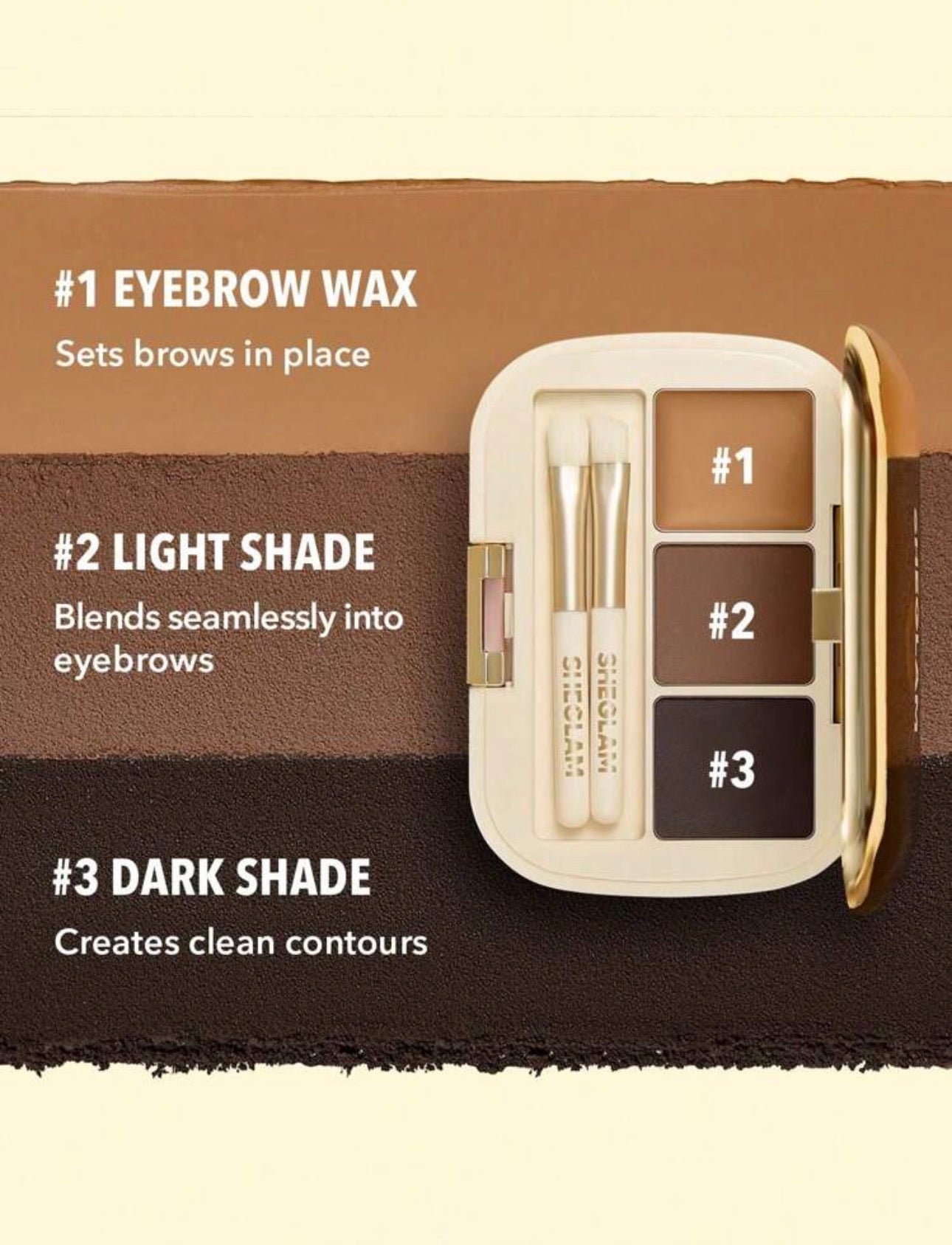 SHEGLAM PALETTE À SOURCILS 3 EN 1 TEINTE DARK BROWN