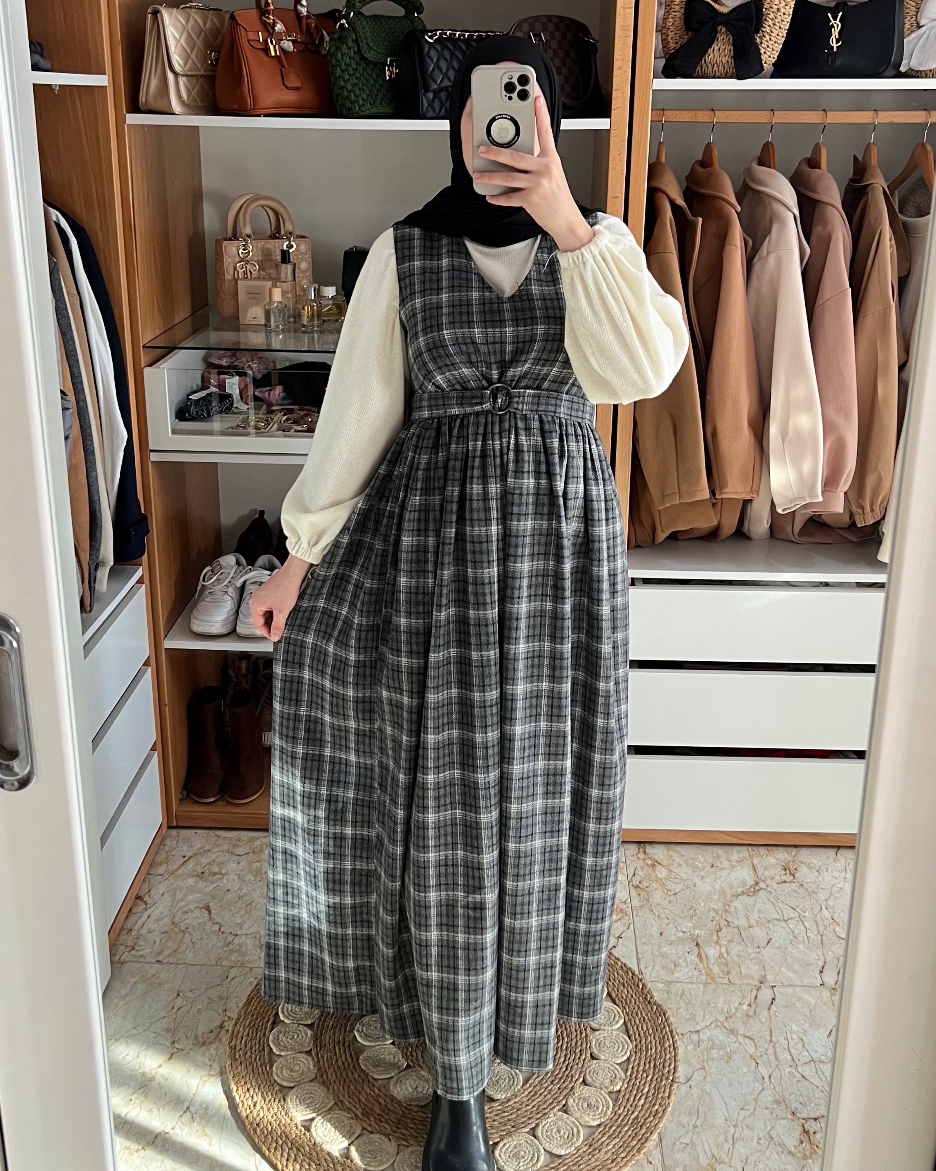 ROBE VINTAGE STYLE CHAUDE HIVER QUALITÉ SUPÉRIEURE GRISE