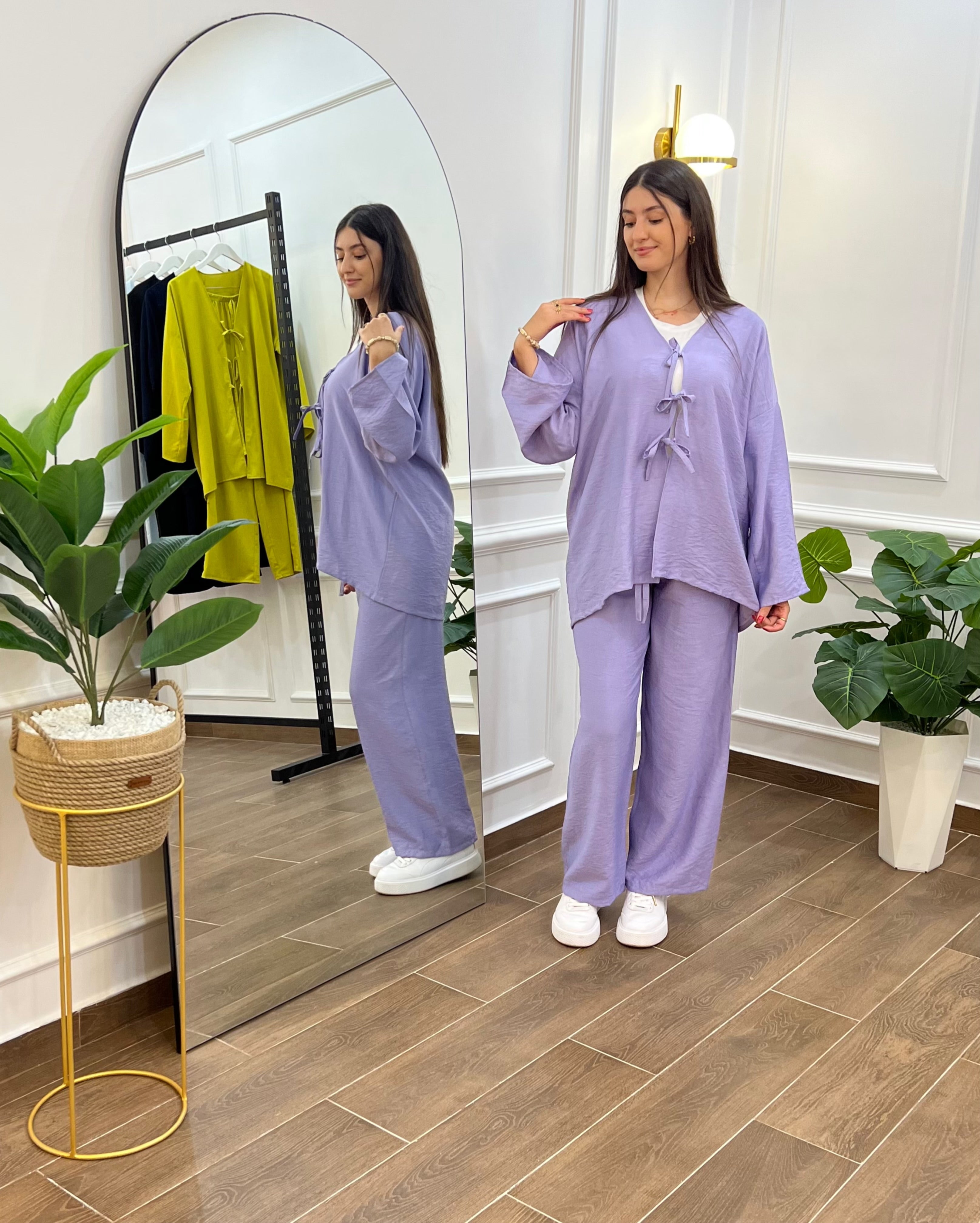 ENSEMBLE EN LIN COULEUR VIOLET PASTEL