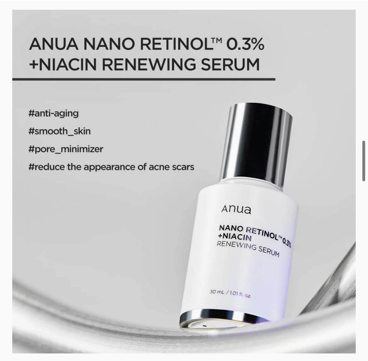 ANUA - NANO RETINOL 0.3% + NIACIN RENEWING SERUM 30ML