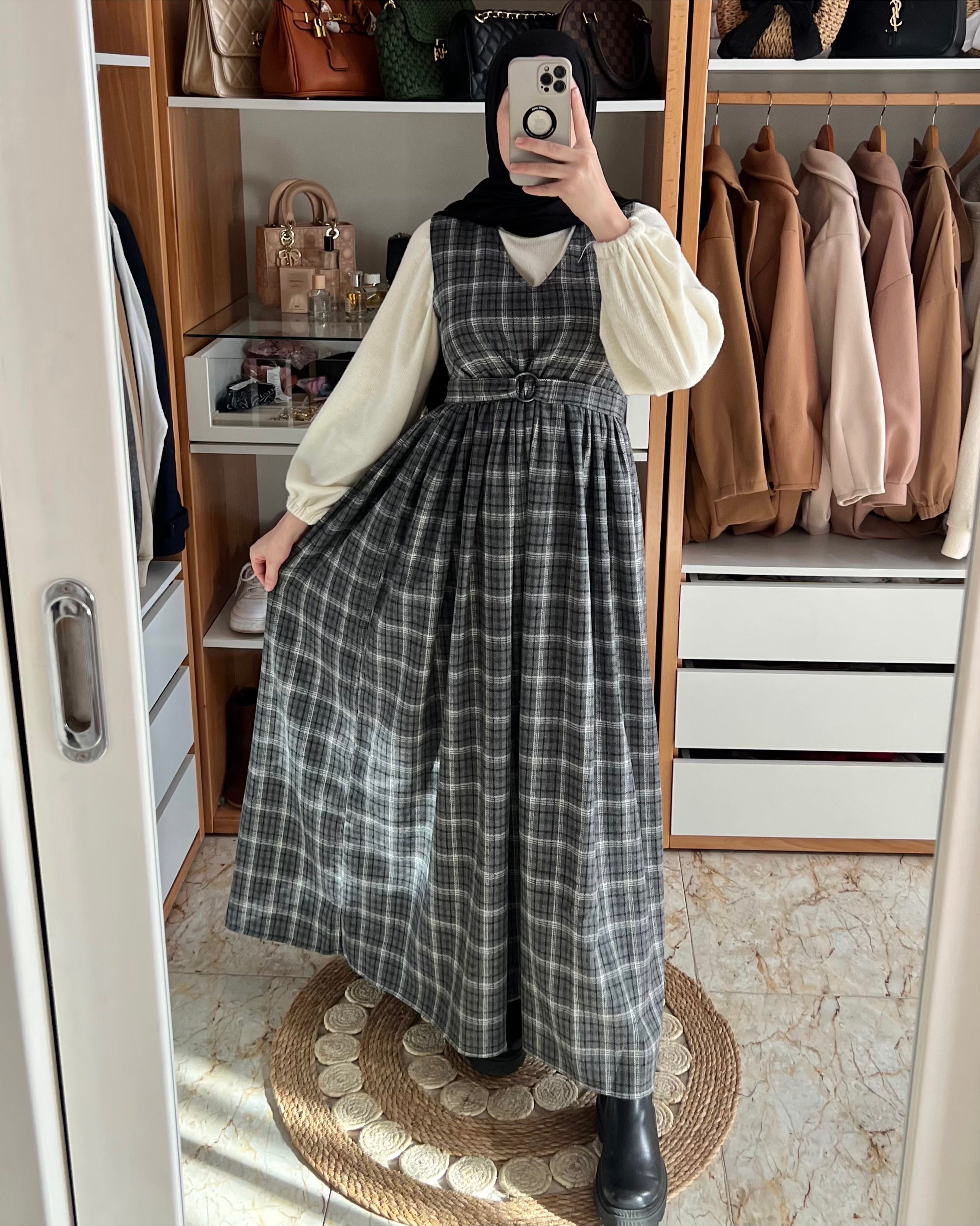 ROBE VINTAGE STYLE CHAUDE HIVER QUALITÉ SUPÉRIEURE GRISE