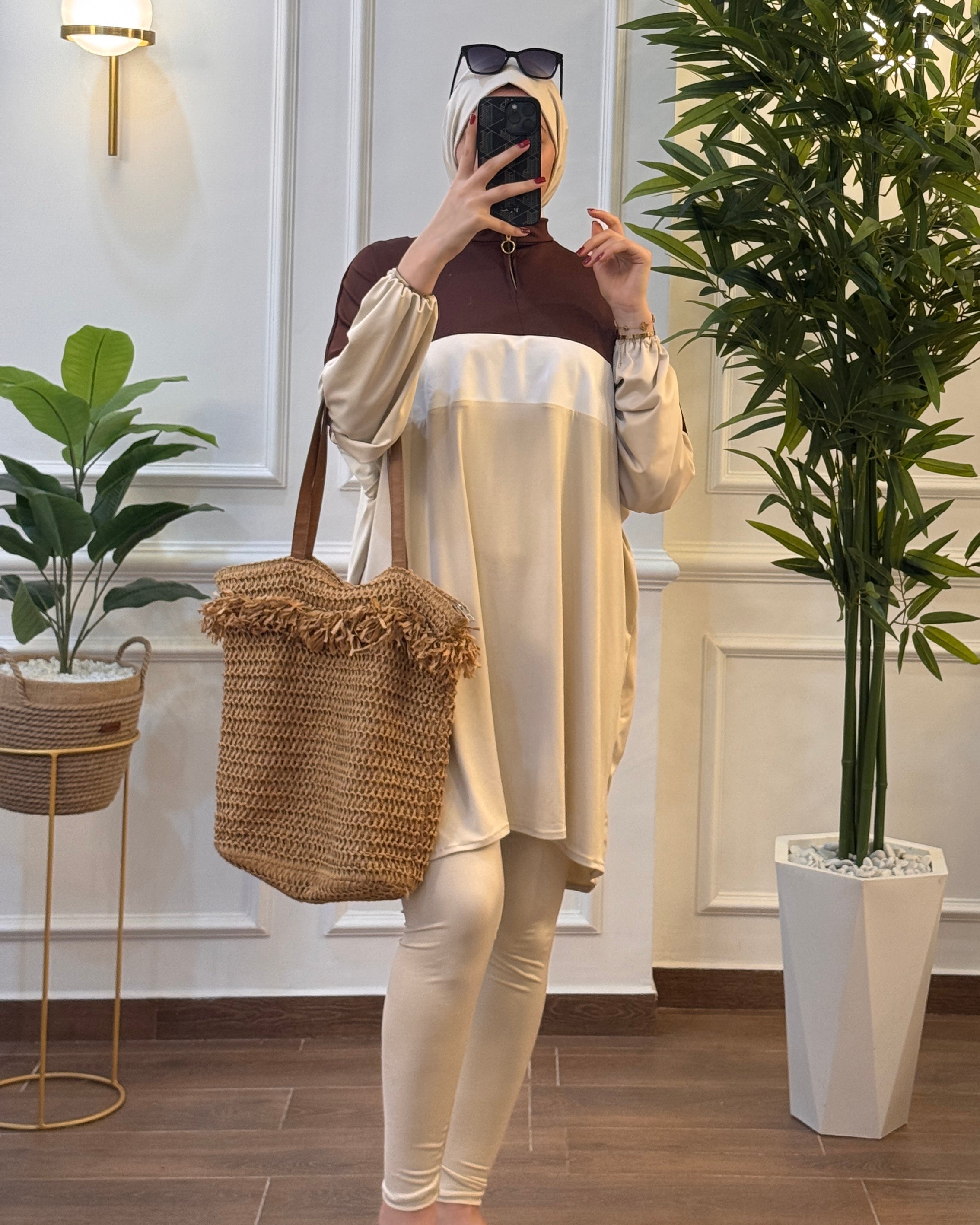 BURKINI SUMMER DION SPORT COULEUR BEIGE ( 3 PIÈCES ) AVEC BOURSE DE RANGEMENT
