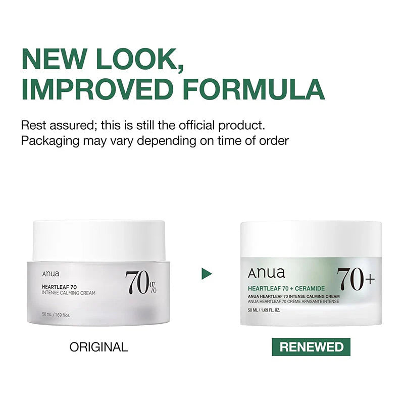 ANUA HEARTLEAF 70% INTENSE CALMING CREAM POUR LES PEAUX SENSIBLES ET ACNÉINQUES 50ML (NEW)