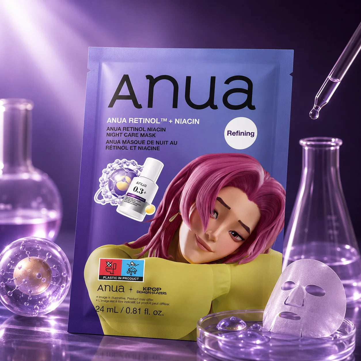ANUA × KPOP DEMON HUNTERS RETINOL NIACIN  NIGHT CARE MASK 24ML
