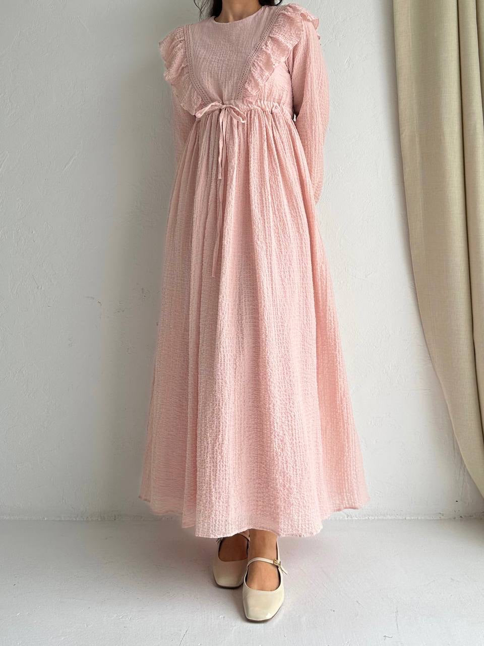 Robe vintage rose avec doublure