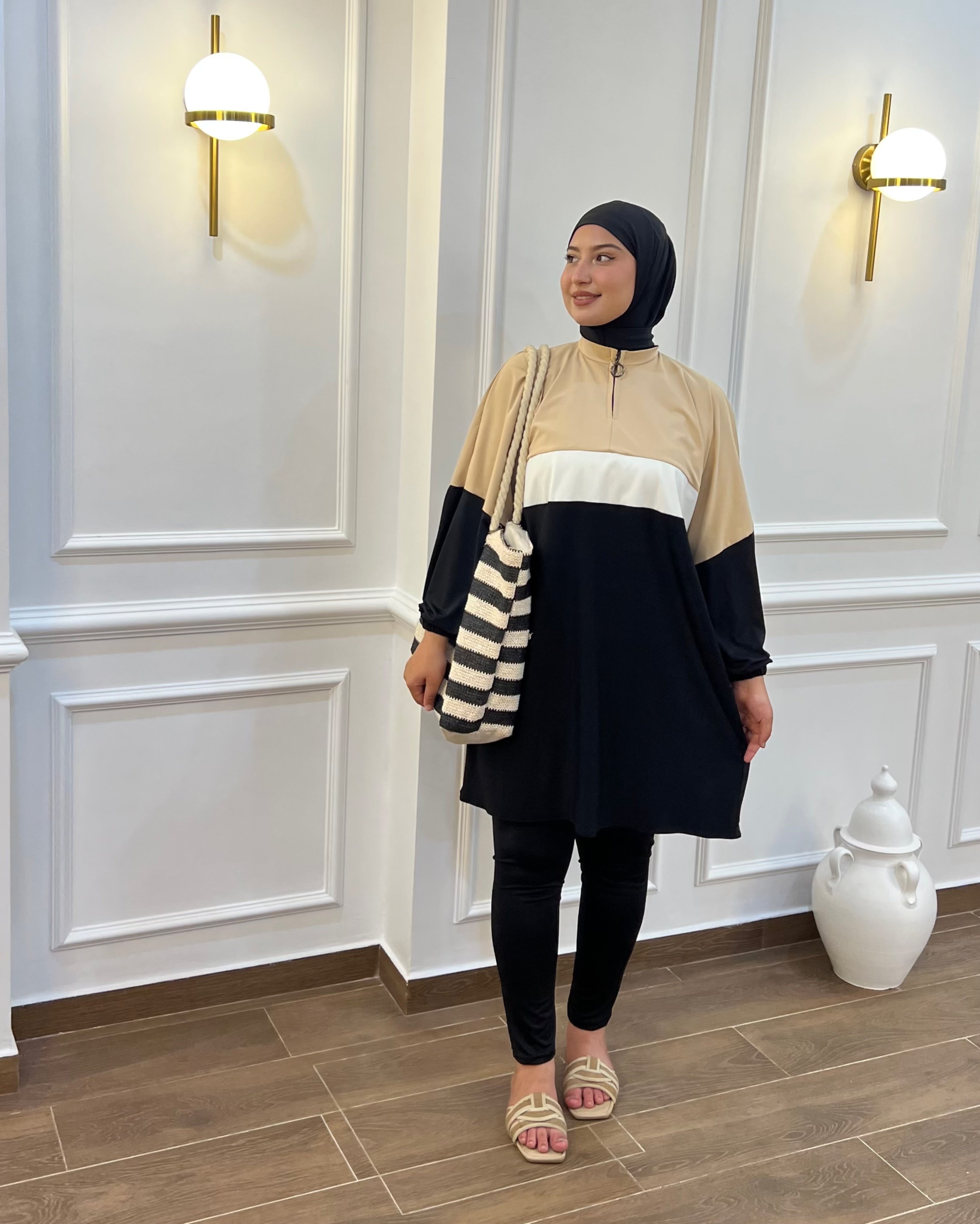 BURKINI SUMMER DION SPORT COULEUR NOIR ( 3PIÈCES ) AVEC BOURSE DE RANGEMENT