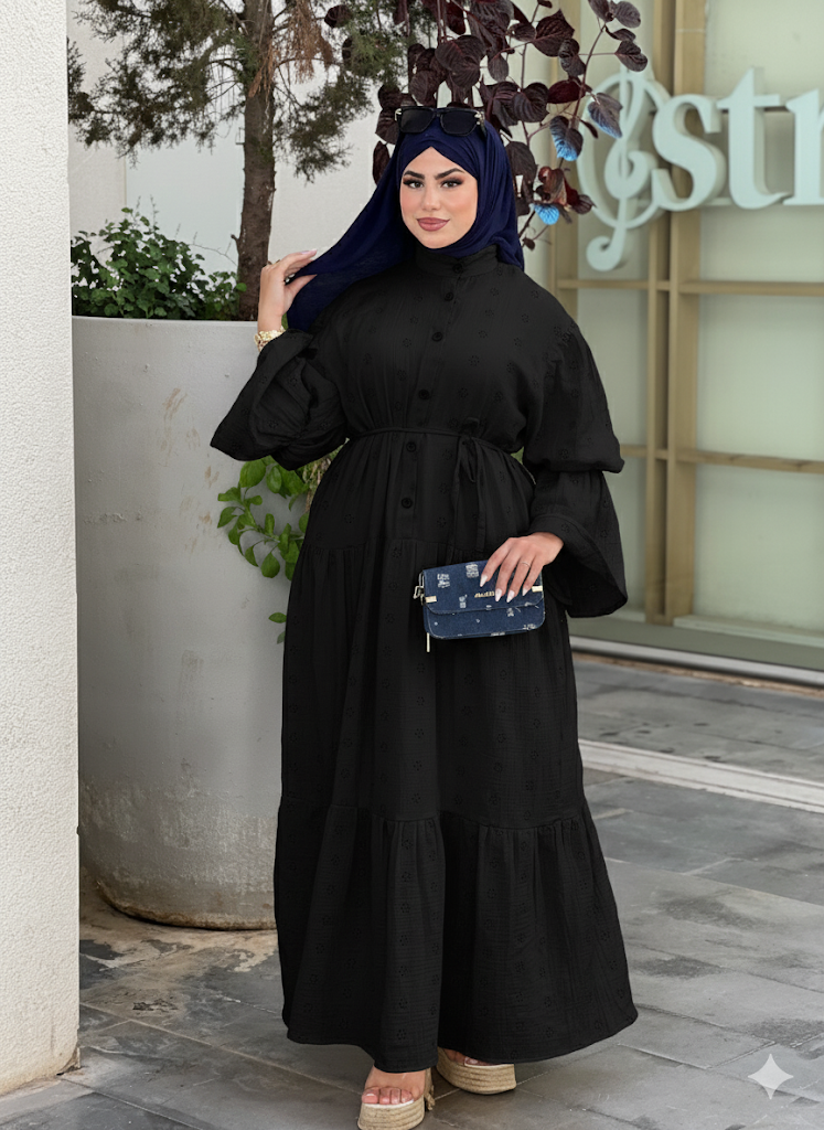 DRESS DION PREMIUM COLLECTION ( BRODERIE ANGLAISE AVEC DOUBLURE )