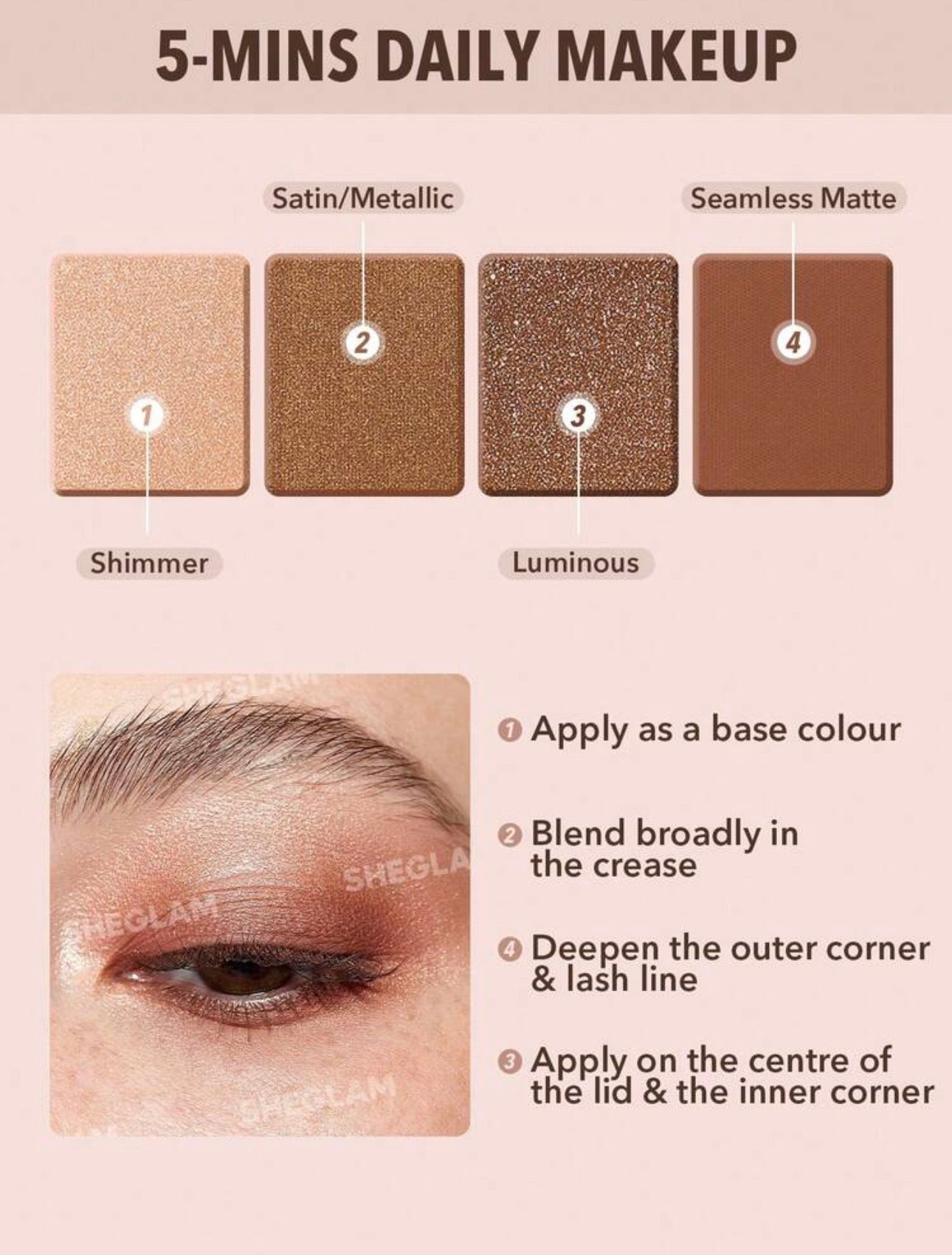 SHEGLAM ESSENTIAL EYESHADOW QUAD FOR DAILY MAKEUP ( VEIL )