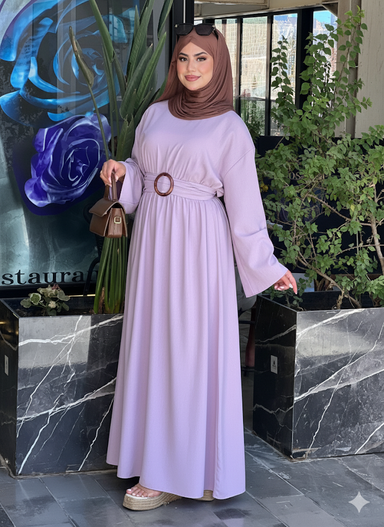 HIJAB EN LIN AVEC UNE BELLE CEINTURE