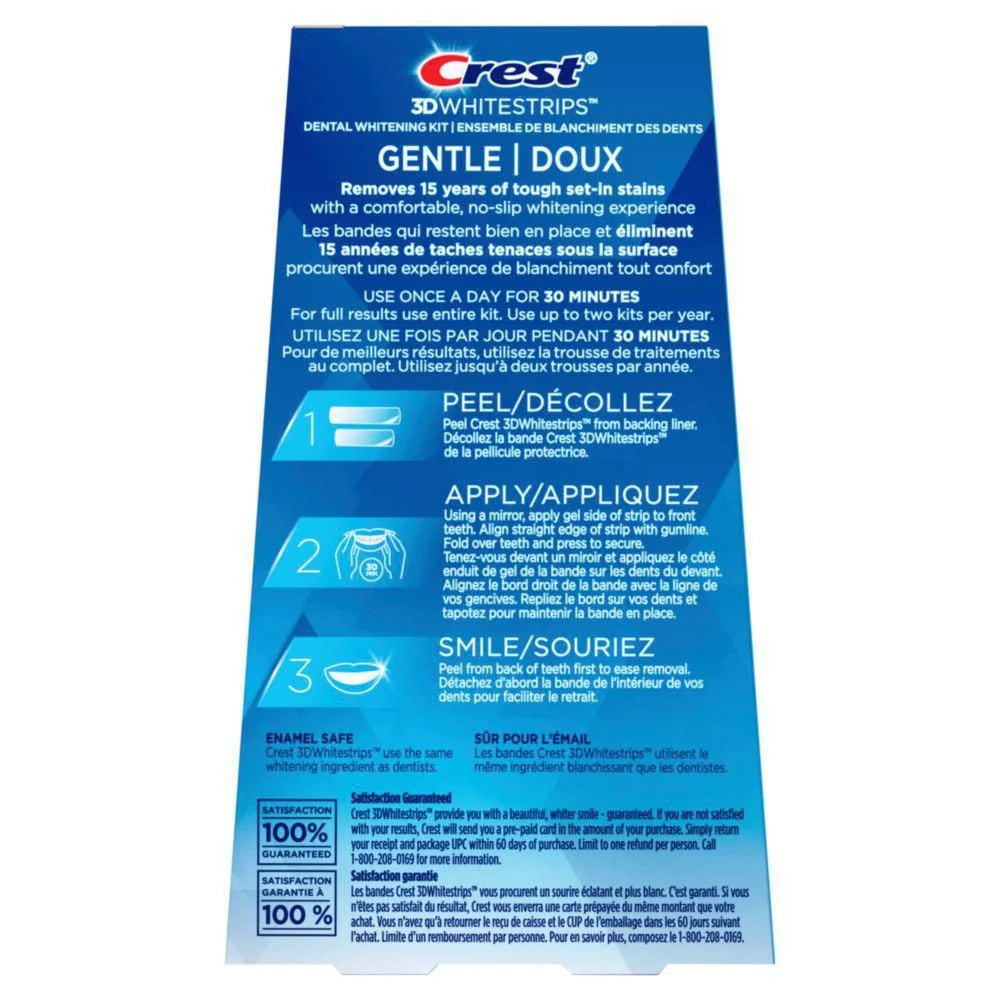 CREST 3D WHITESTRIPS GENTEL & REMOVES 15 YEARS OF STAINS ( 28 STRIPS )