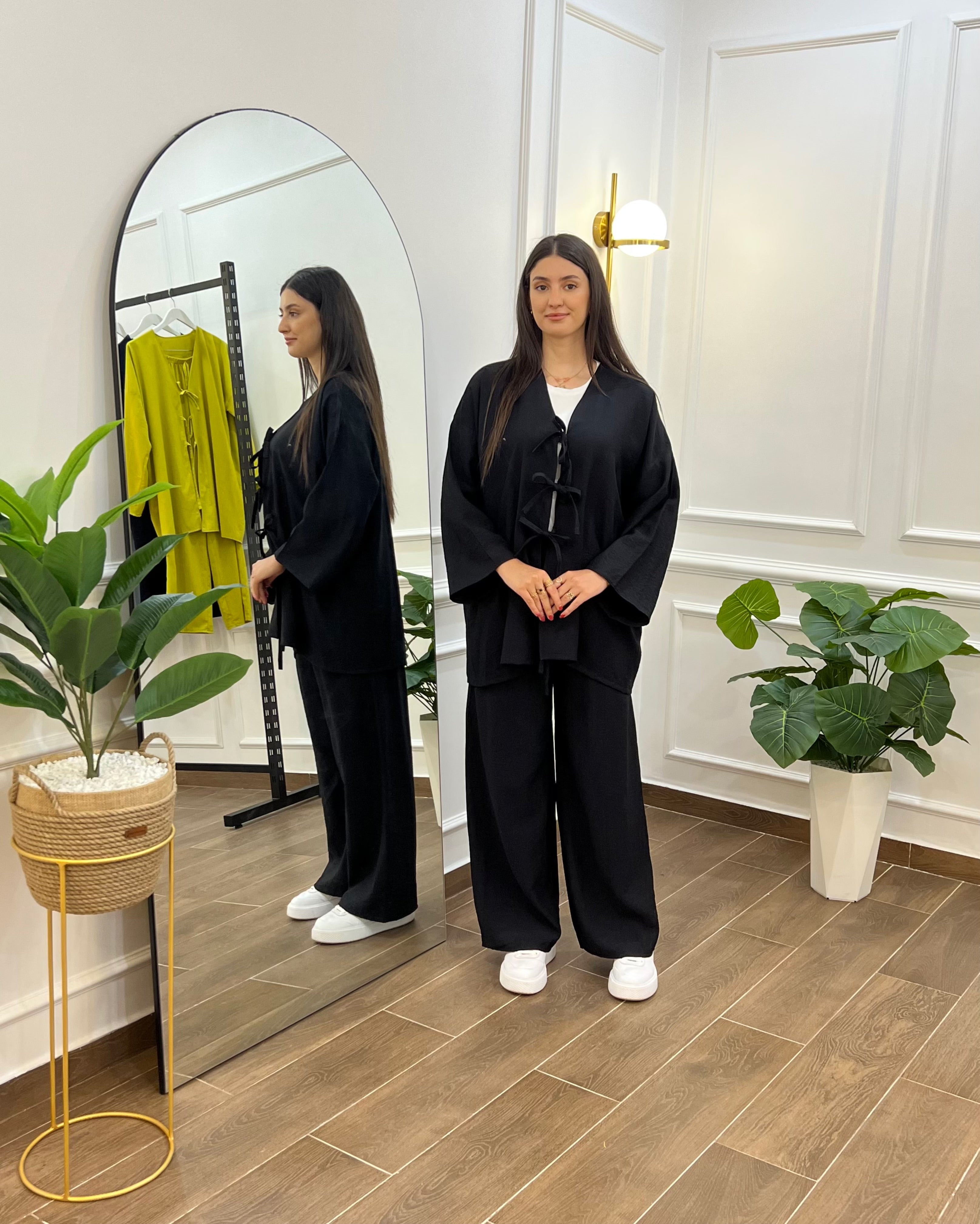 ENSEMBLE EN LIN COULEUR NOIR