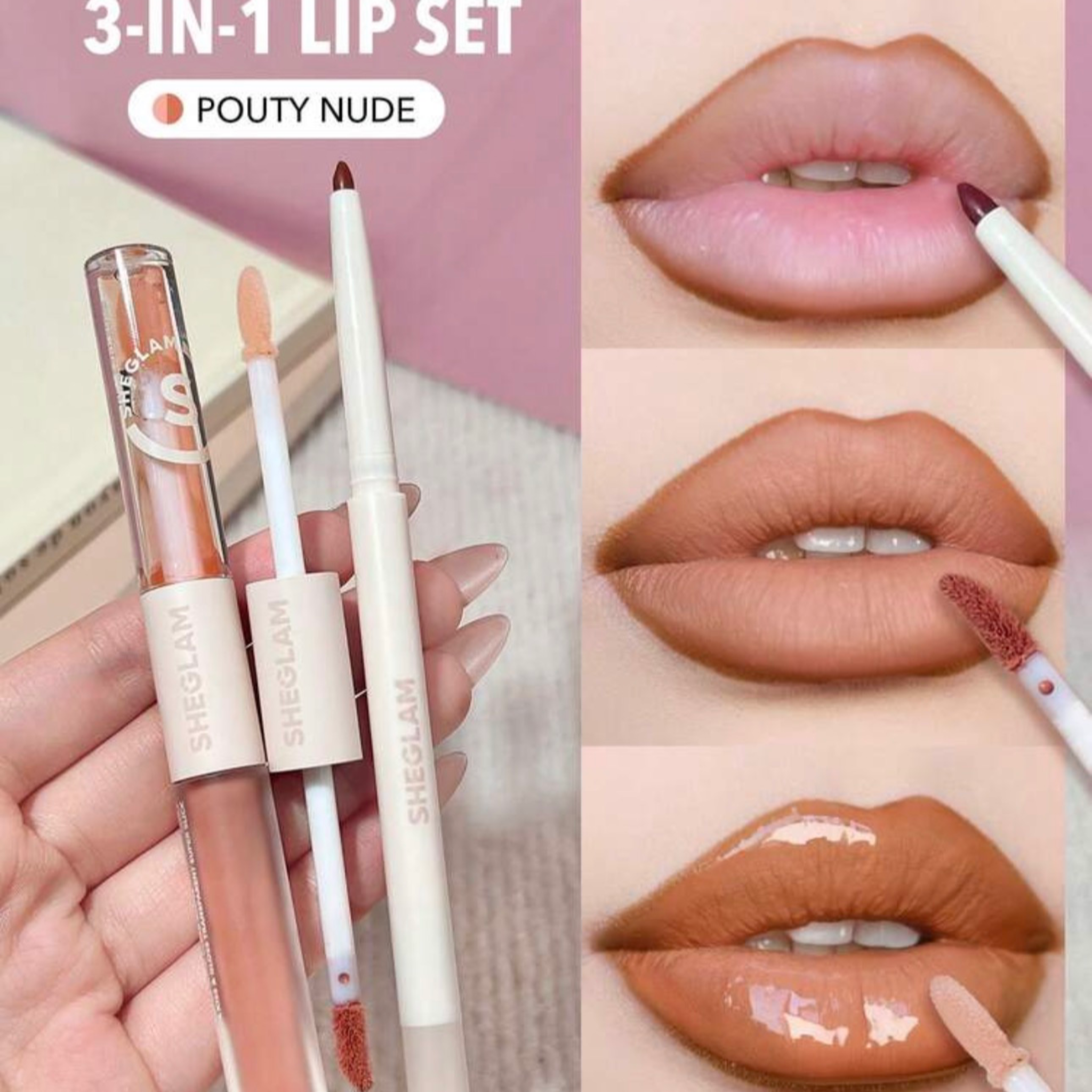 SHEGLAM SOFT 90s GLAM DUO SET POUR LES LÈVRES POUTY NUDE