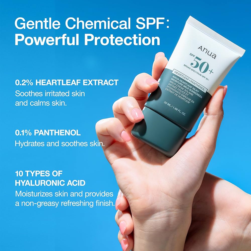 ANUA HEARTLEAF+PANTHENOL SILKY MOISTURE MILD SUNSCREEN SPF 50+