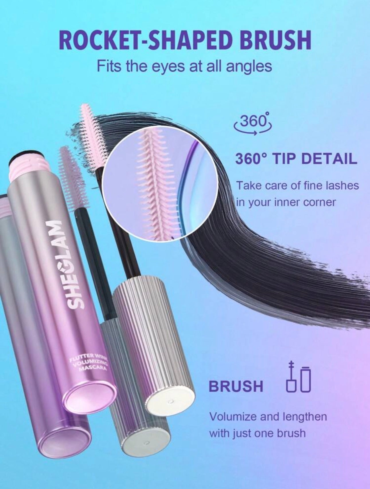 SHEGLMA MASCARA VOLUMATEUR FLUTTER WINK ALLONGEANT LONGUE TENUE