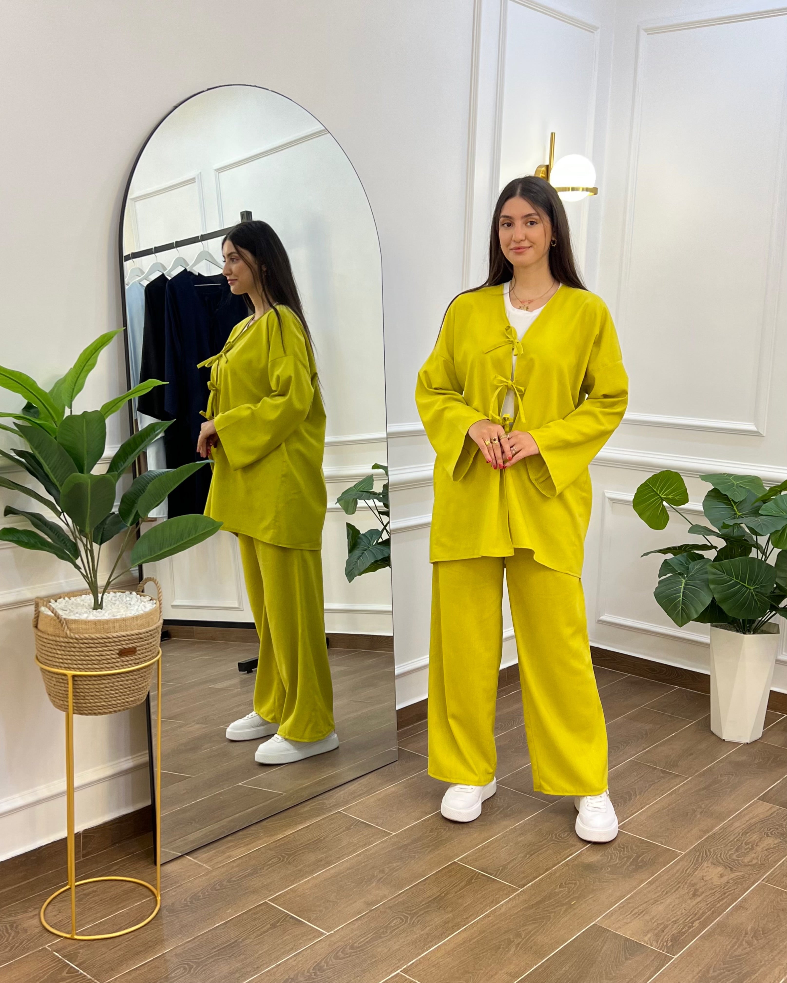 ENSEMBLE EN LIN COULEUR VERT PISTACHE