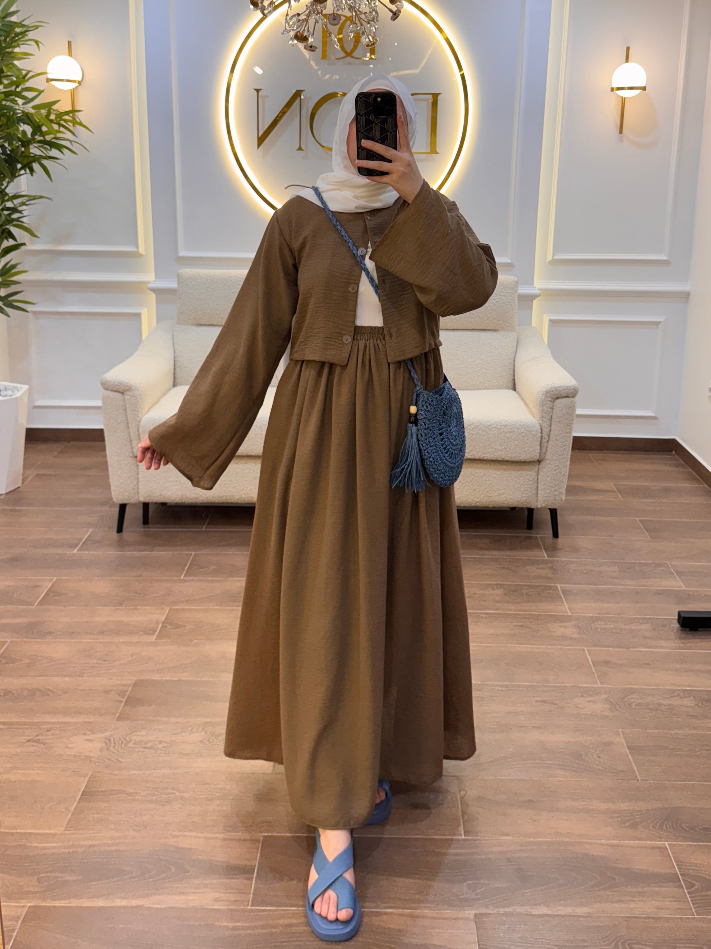 ENSEMBLE EN LIN TOKYO MARRON CHOCOLAT