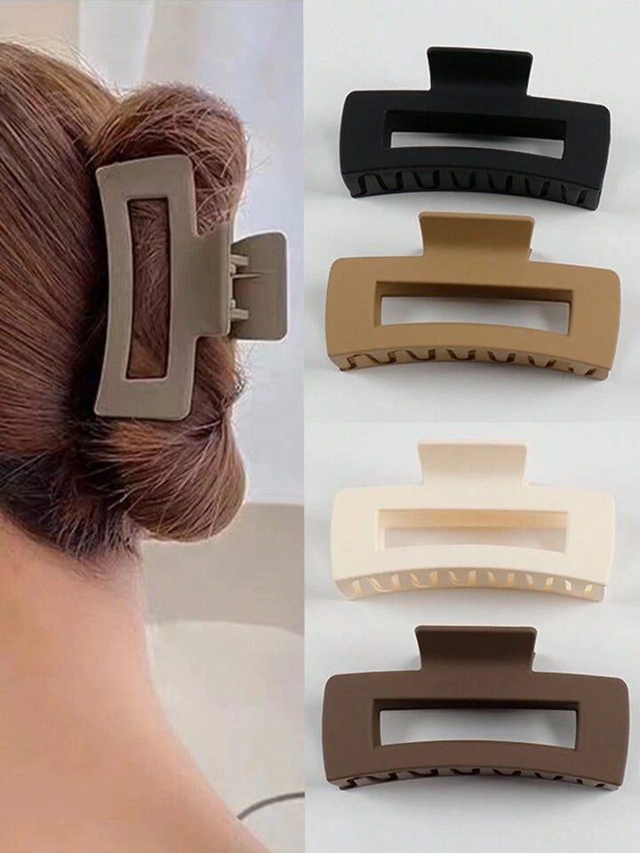 LOT DE 4 GRANDES PINCES À CHEVEUX FORT POUR CHEVEUX EPAIS COULEURS NUDE MATTES