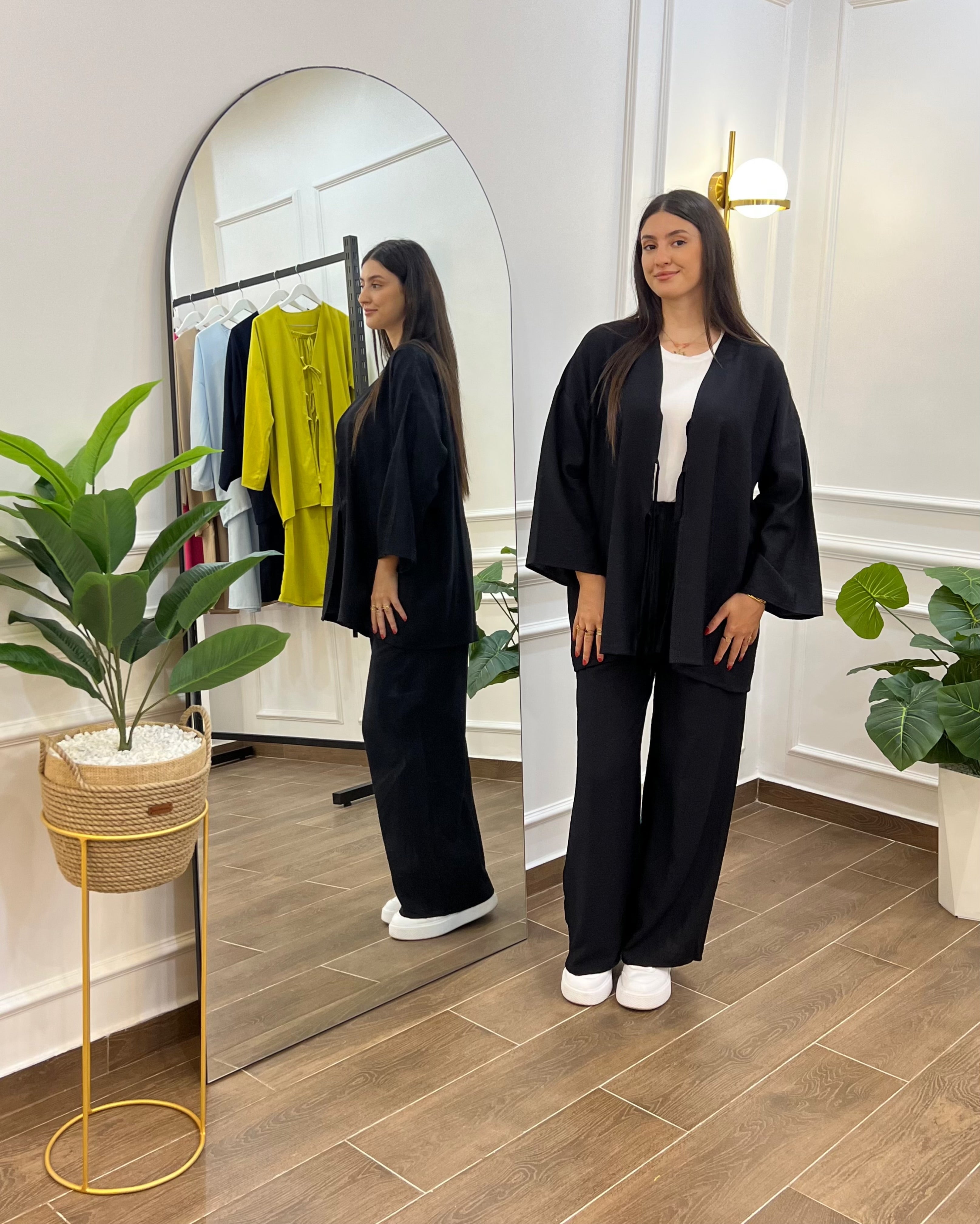 ENSEMBLE EN LIN COULEUR NOIR