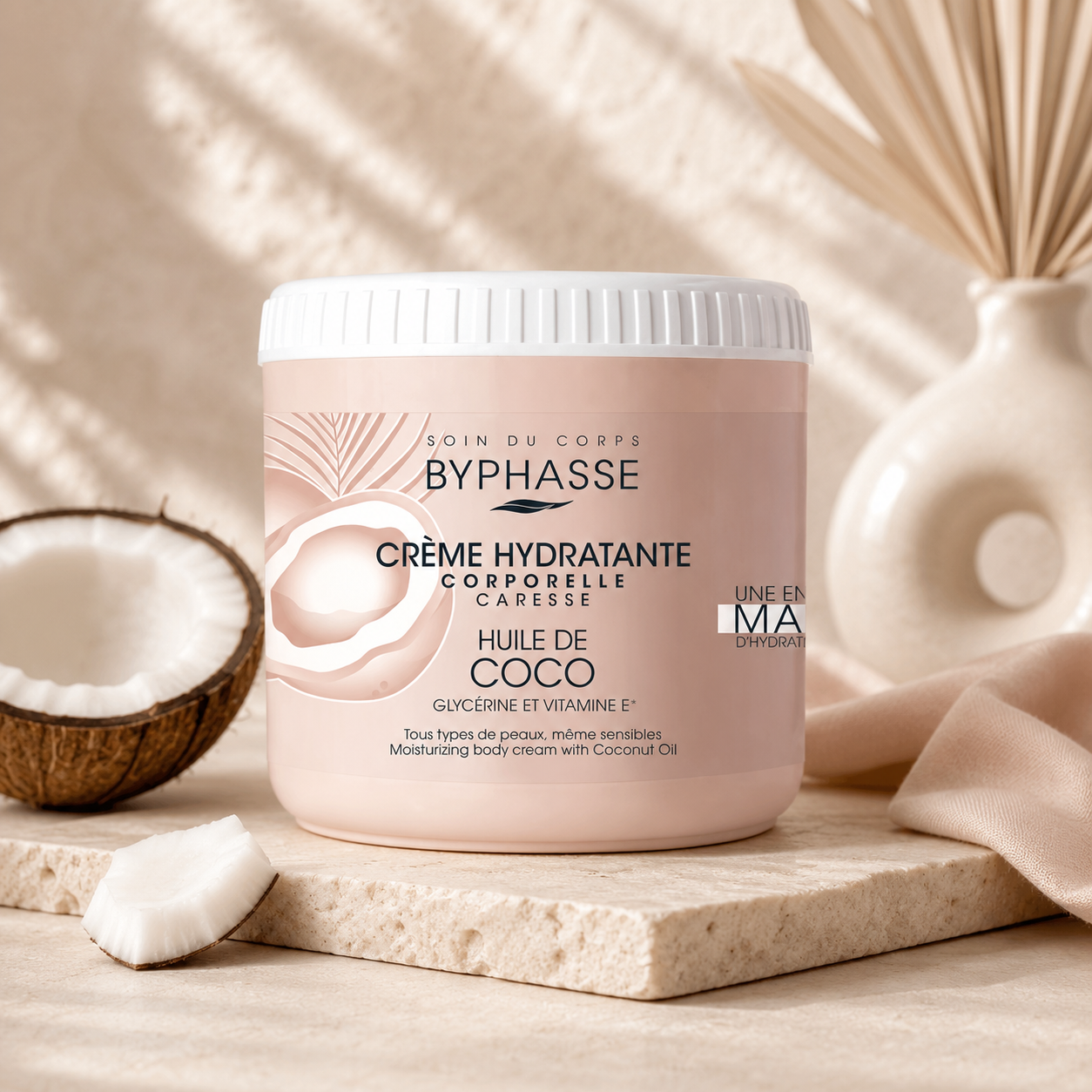 BYPHASSE CRÈME HYDRATANTE CORPORELLE CARESSE HUILE DE COCO 500 ML
