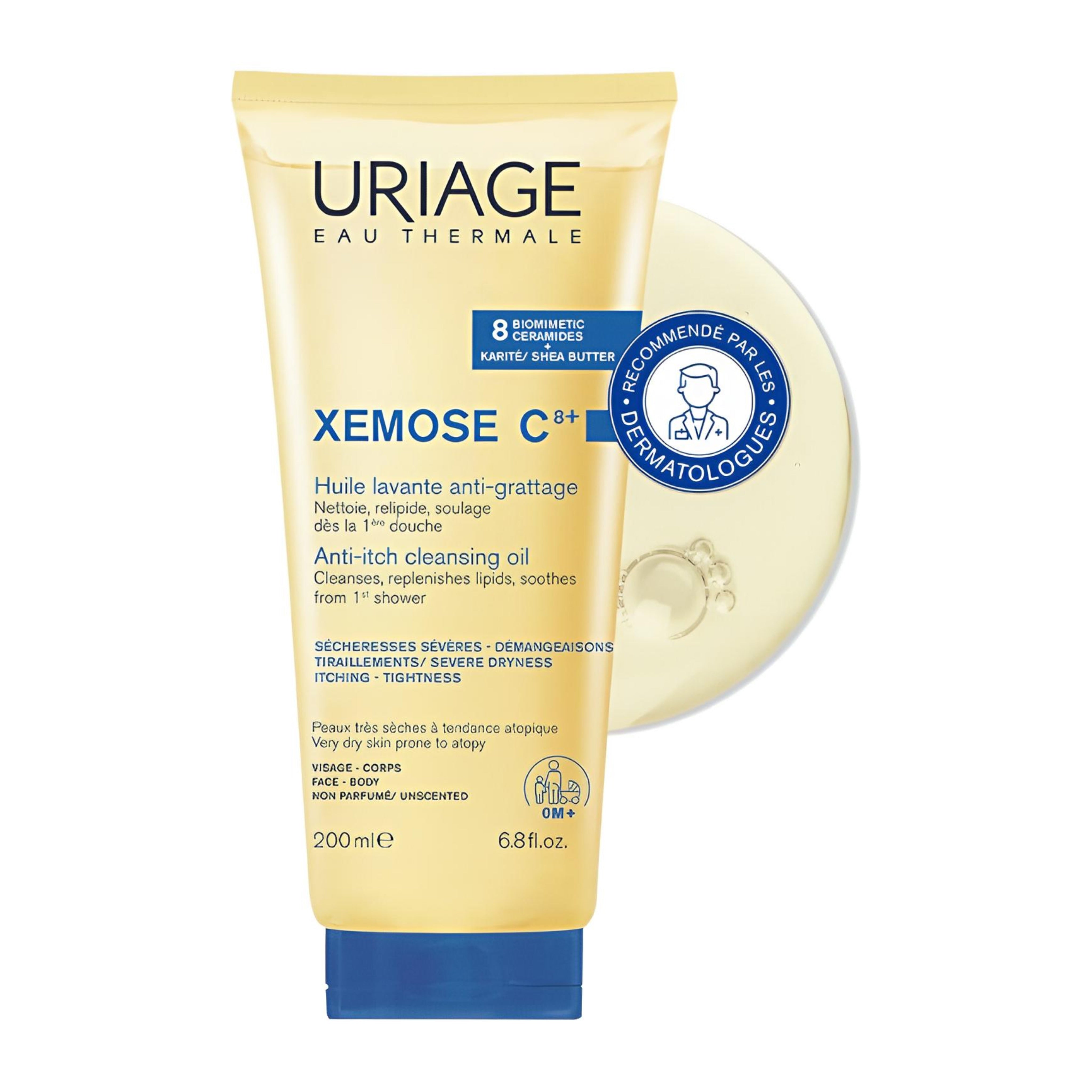 URIAGE XEMOSE C8+ HUILE LAVANTE ANTI-GRATTAGE 200ML - SOIN SPÉCIAL PEAU ATOPIQUE ET ECZÉMA 200ML