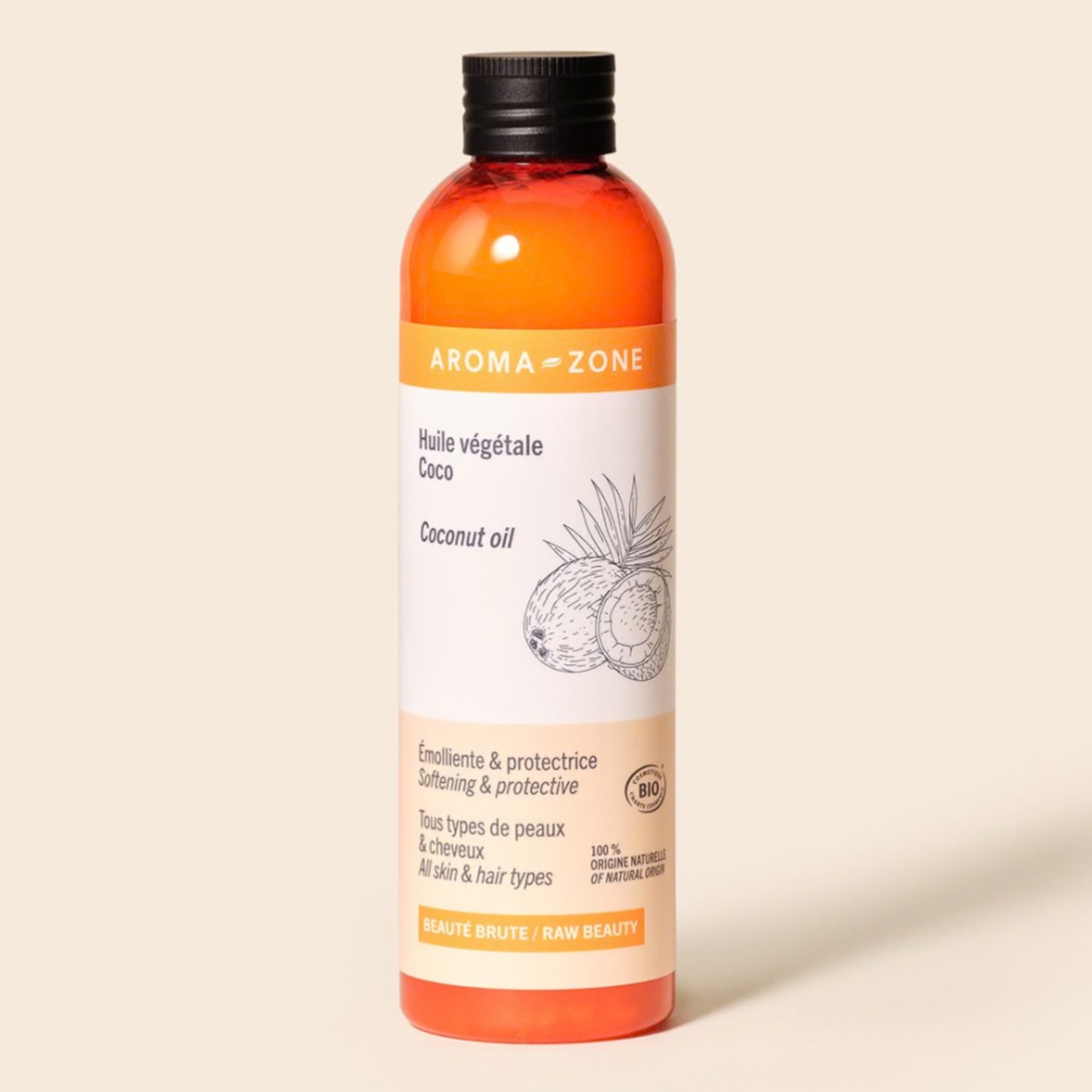 AROMA ZONE HUILE DE COCO BIO TOUS TYPES DE PEAUX ET CHEVEUX 250 ML