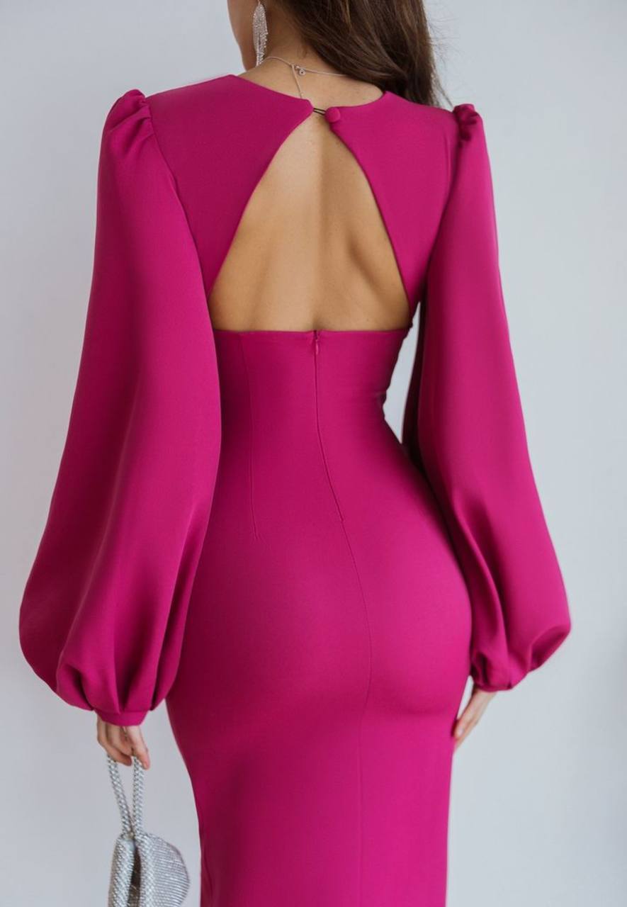 ROBE DE SOIREE CINTREE TRES CLASSE COULEUR FUSHIA - Premium ROBE from DION - Just DA 7500! Shop now at DION