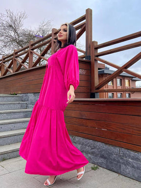 ROBE EVASEE ETE COULEUR FUSHIA - Premium ROBE from DION - Just DA 5200! Shop now at DION