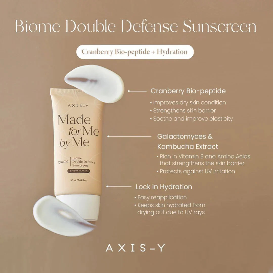 AXIS-Y MADE FOR ME AY & ME BIOME DOUBLE DEFENSE SUNSCREEN SPF 50+ PA++++ 50ML