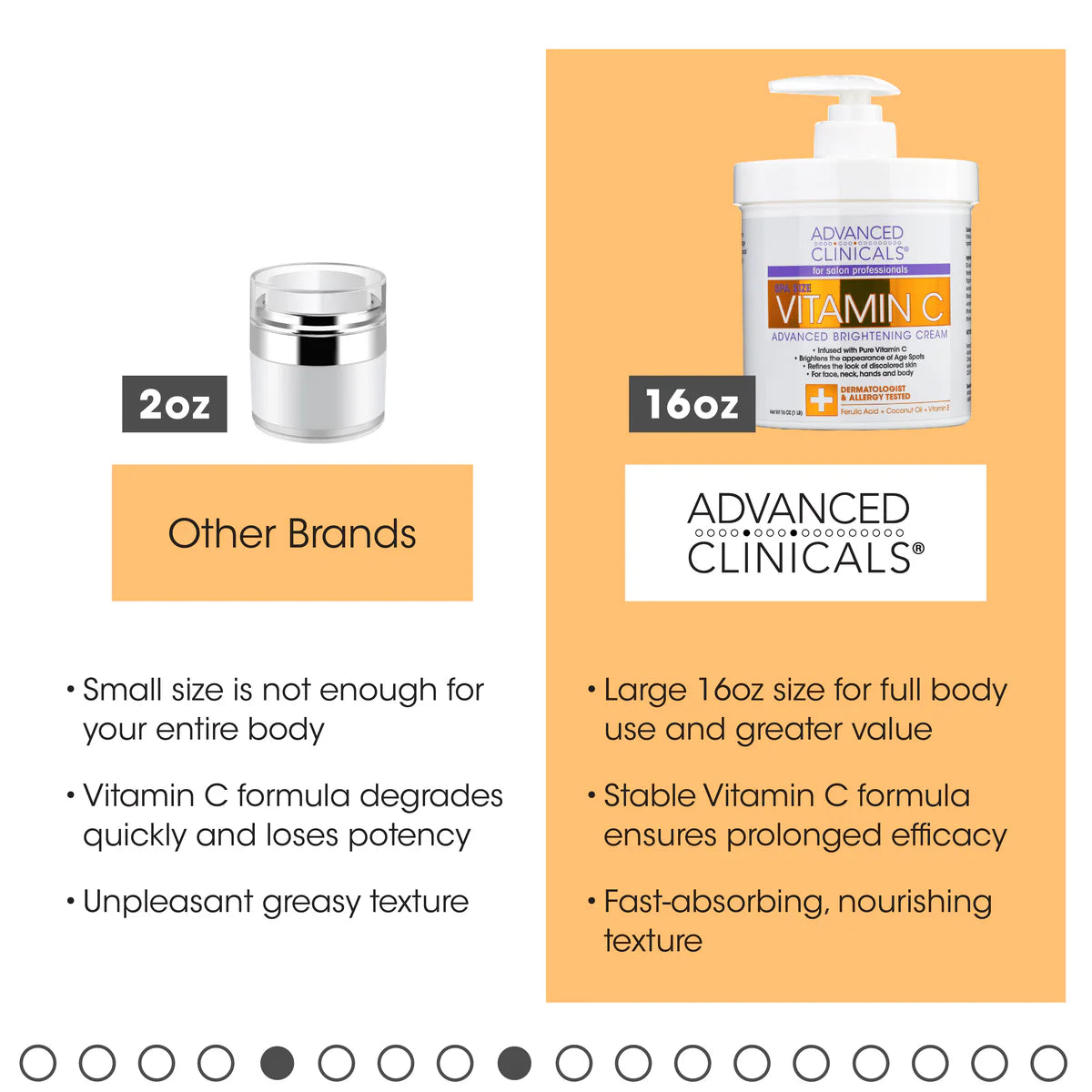 ADVANCED CLINICALS, VITAMINE C, CRÈME ÉCLAIRCISSANTE, FORMULE AVANCÉE, 454 G