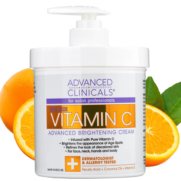 ADVANCED CLINICALS, VITAMINE C, CRÈME ÉCLAIRCISSANTE, FORMULE AVANCÉE, 454 G