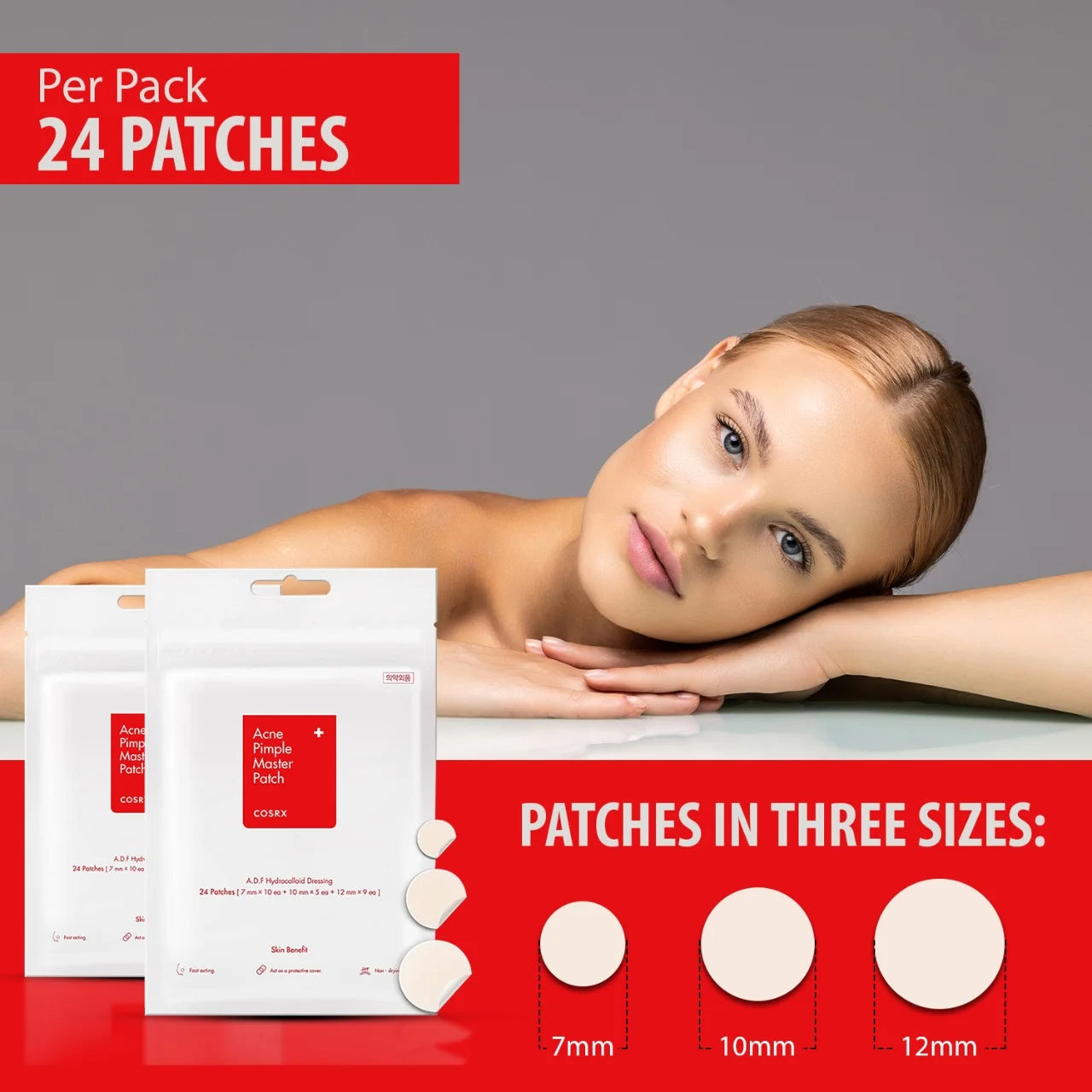 COSRX MASTER PATCH CONTRE L'ACNÉ ET LES BOUTONS, 24 PATCHES