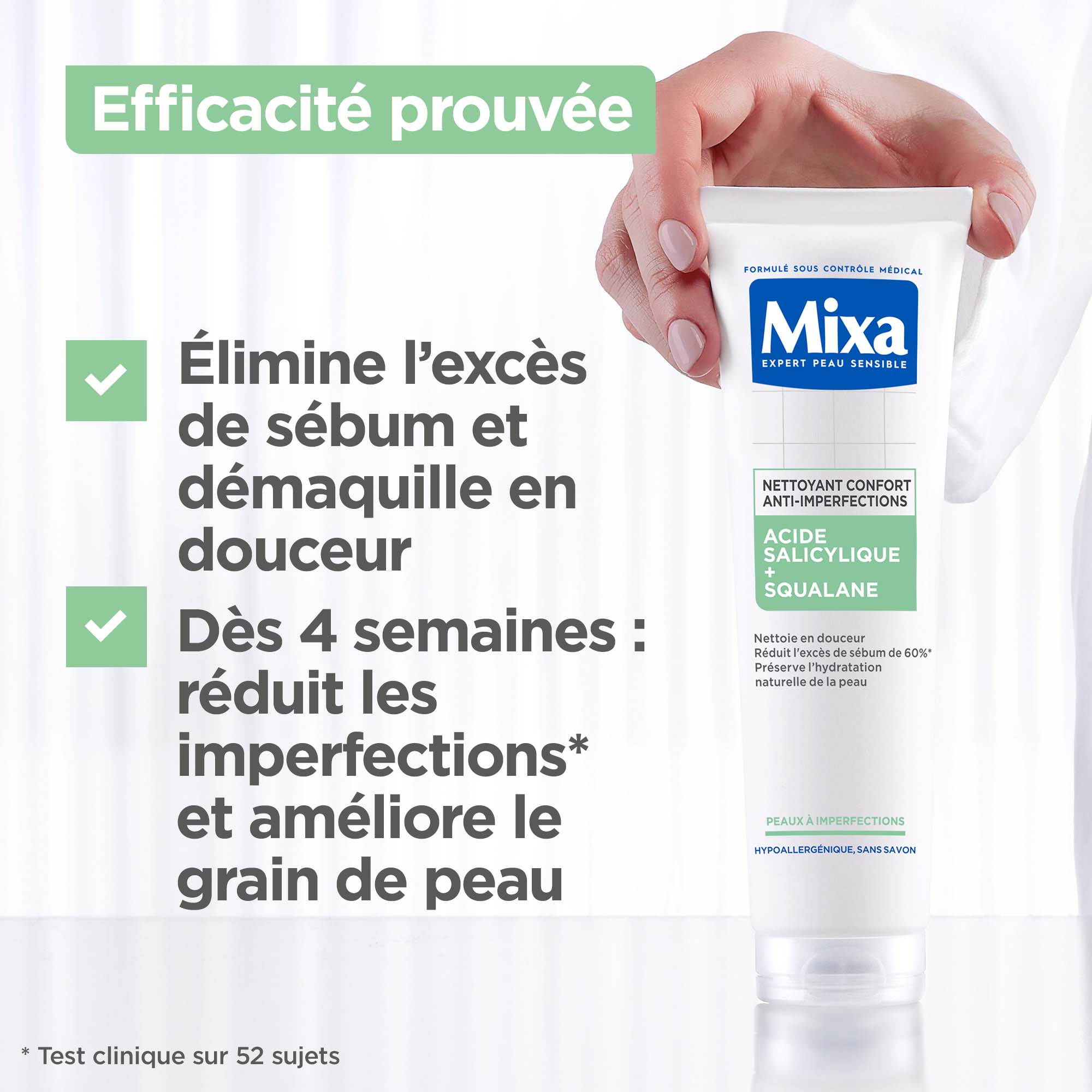 MIXA NETTOYANT CONFORT ANTI-IMPERFECTIONS À L'ACIDE SALICYLIQUE 150ML