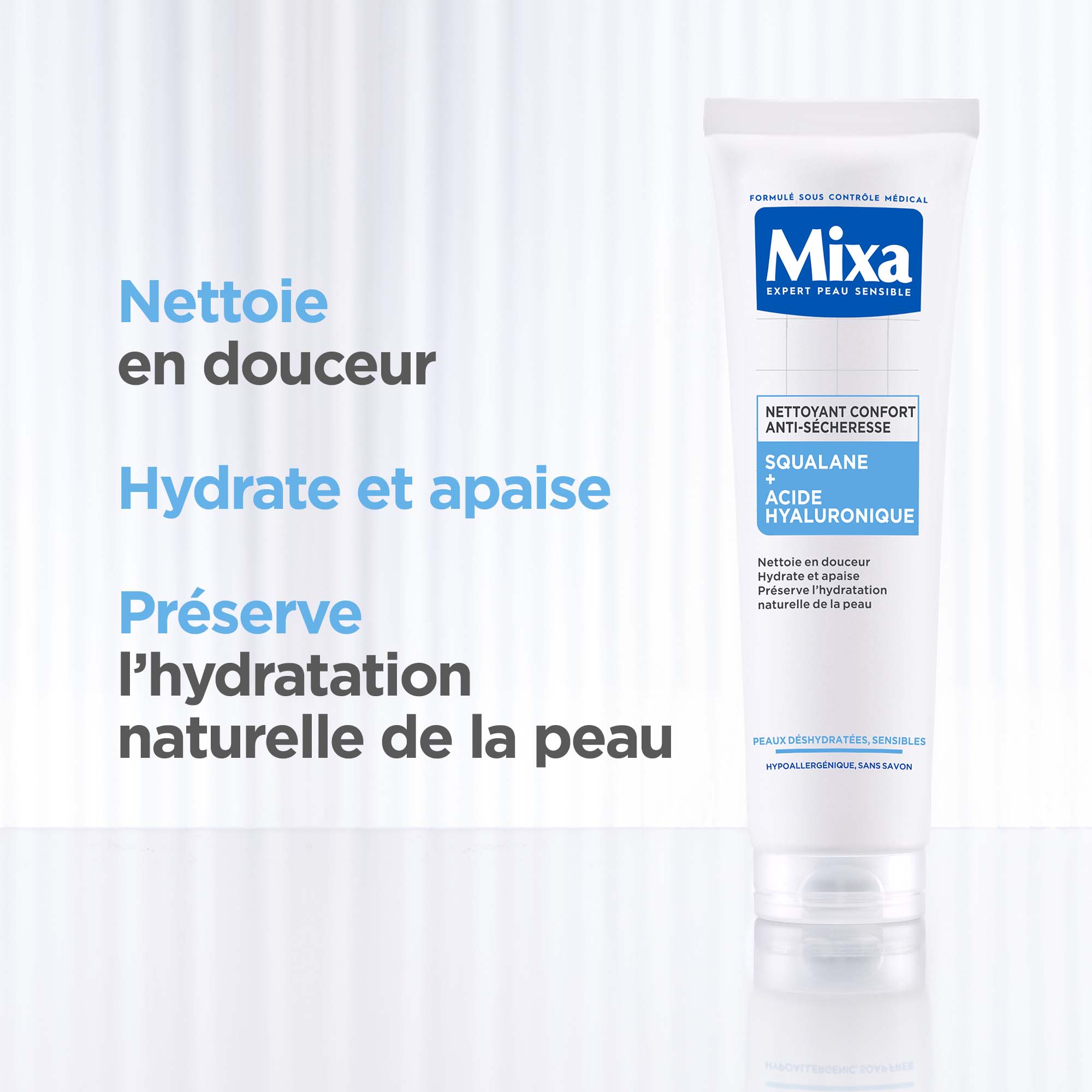 MIXA NETTOYANT CONFORT ANTI-SÉCHERESSE À L'ACIDE HYALURONIQUE 150ML
