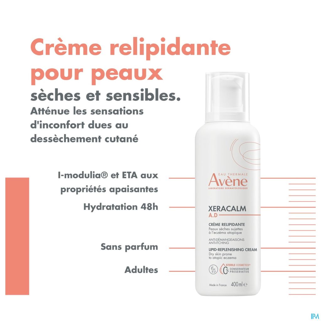 AVÈNE XERACALM CRÈME RELIPIDANTE TRIPLE EFFICACITÉ 400ML