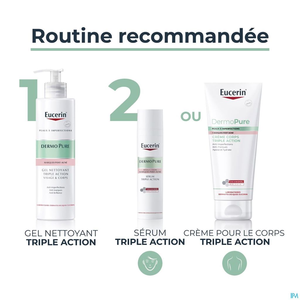 EUCERIN DERMOPURE GEL NETTOYANT TRIPLE ACTION VISAGE & CORPS ANTI-IMPERFECTION ANTI-MARQUES ANTI-BRILLANCE  400ML