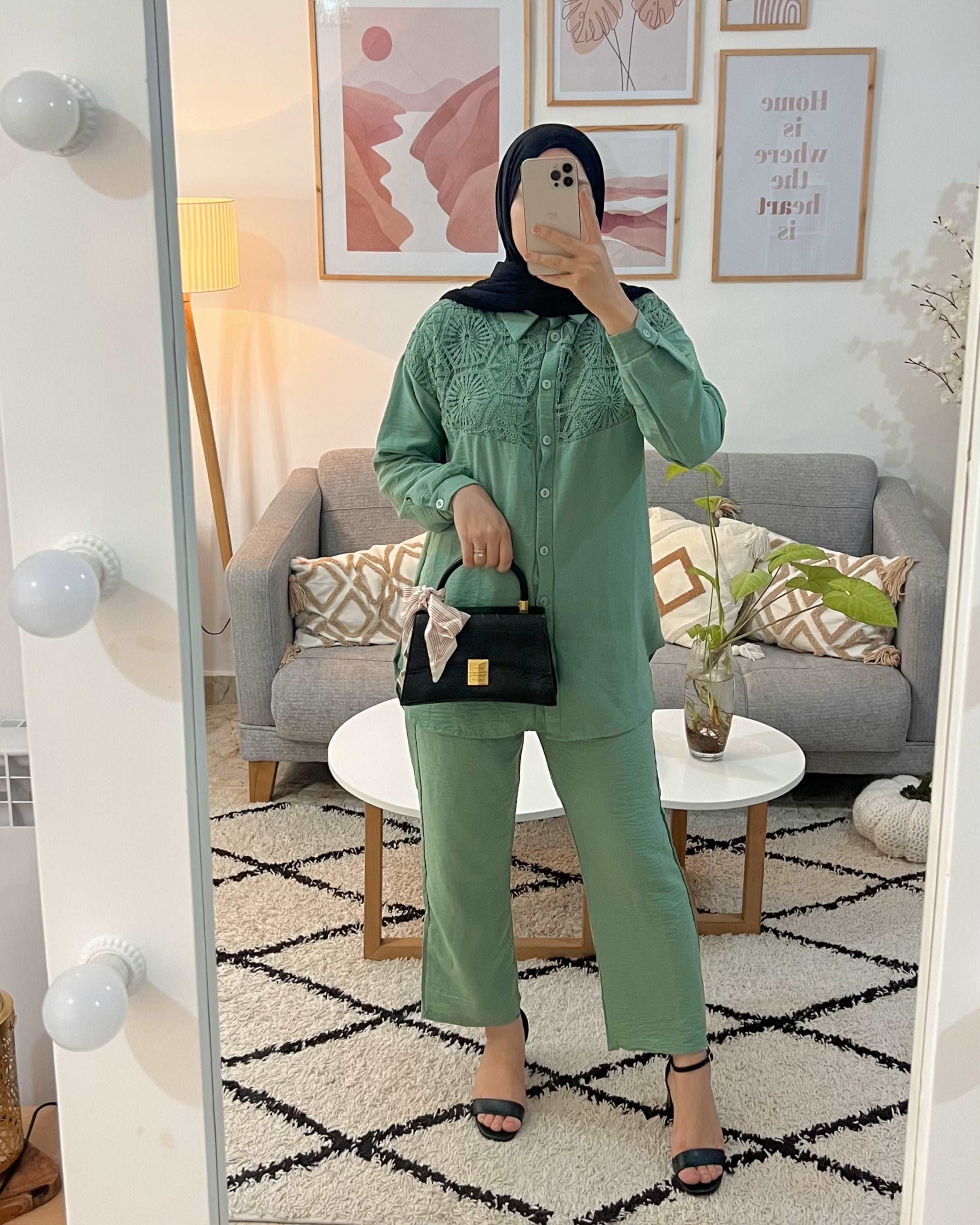 ENSEMBLE CROCHET ETE COULEUR VERT MINT