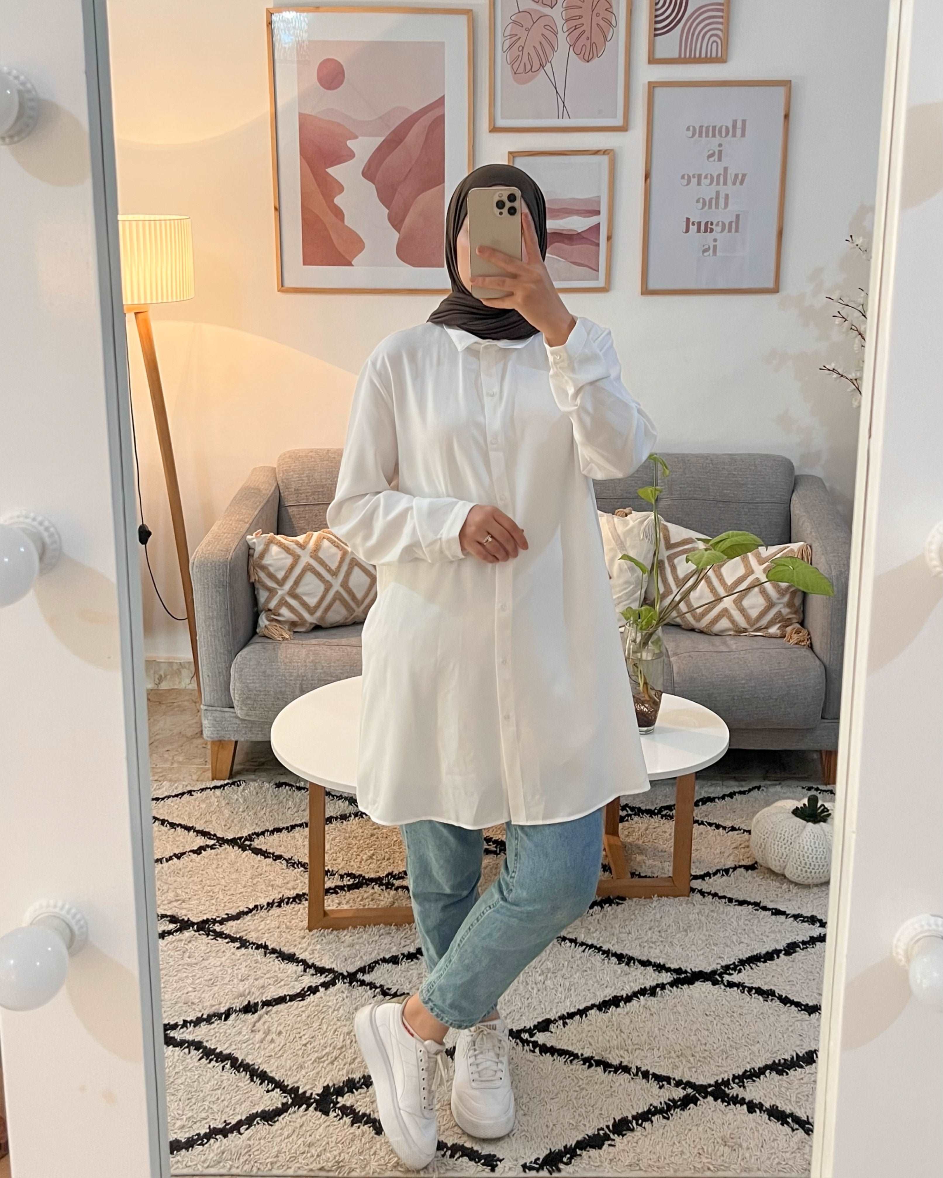 CHEMISE BLANCHE LONGUE FEMME TRES CONFORTABLE