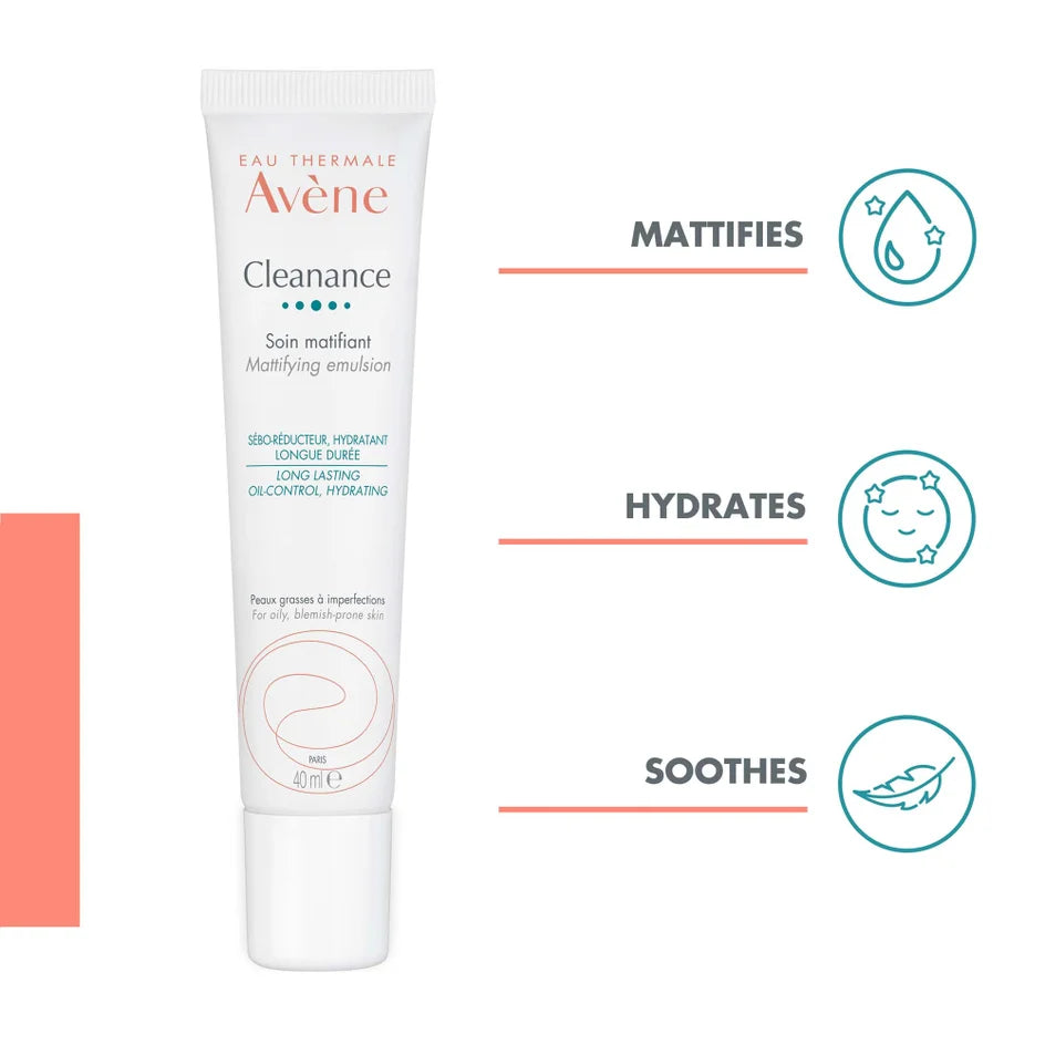 AVÈNE CLEANANCE MATTIFYING EMULSION LONG LASTING OIL ABSORBATION, HYDRATION 40ML