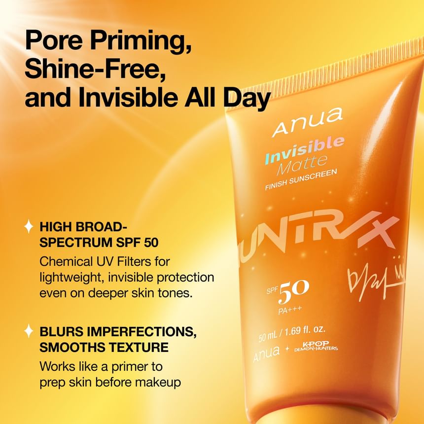 ANUA × KPOP DEMON HUNTERS INVISIBLE MATTE FINISH SUNSCREEN 50ML