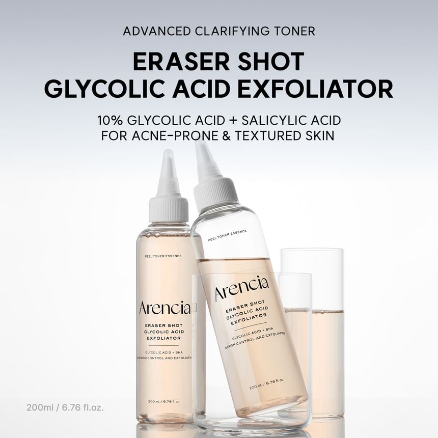 ARENCIA ERASER SHOT GLYCOLIC ACID EXFOLIATOR PEEL TONER ESSENCE 200 ML