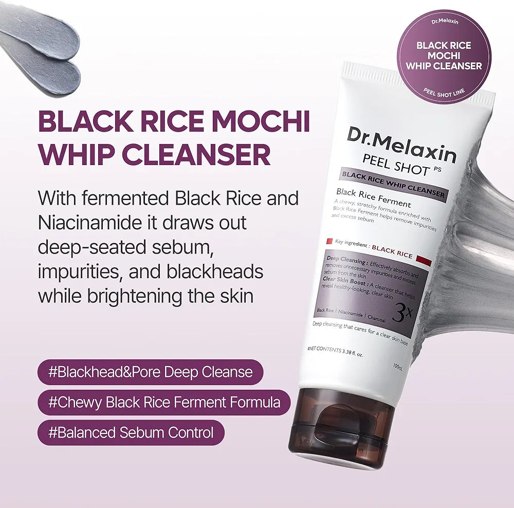 DR.MELAXIN PEEL SHOT BLACK RICE WHIP CLEANSER 100 ML