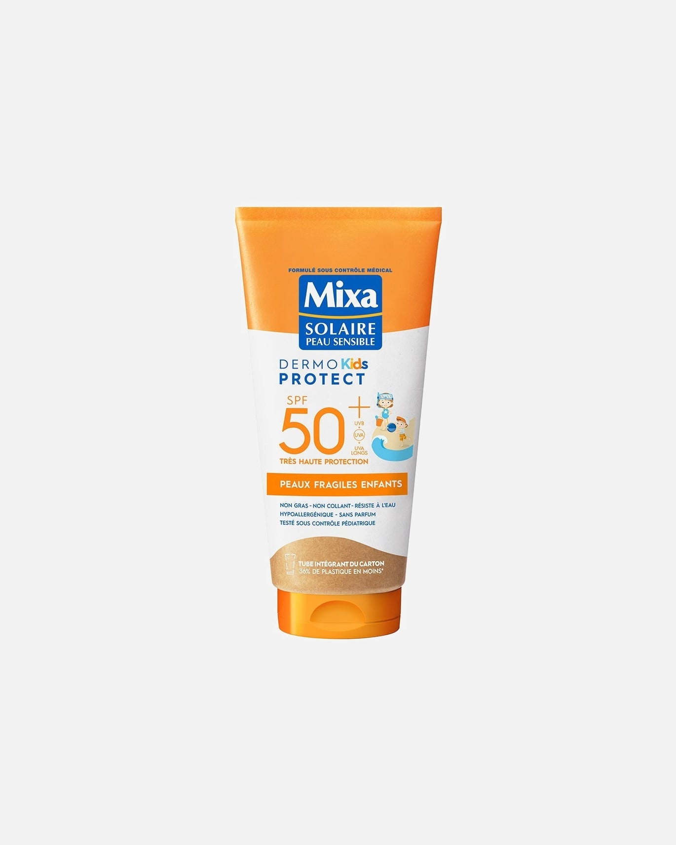 MIXA DERMOKIDS LAIT SOLAIRE ENFANTS POUR LES PEAUX FRAGILES, TRÈS HAUTE PROTECTION SPF 50+ 175ML
