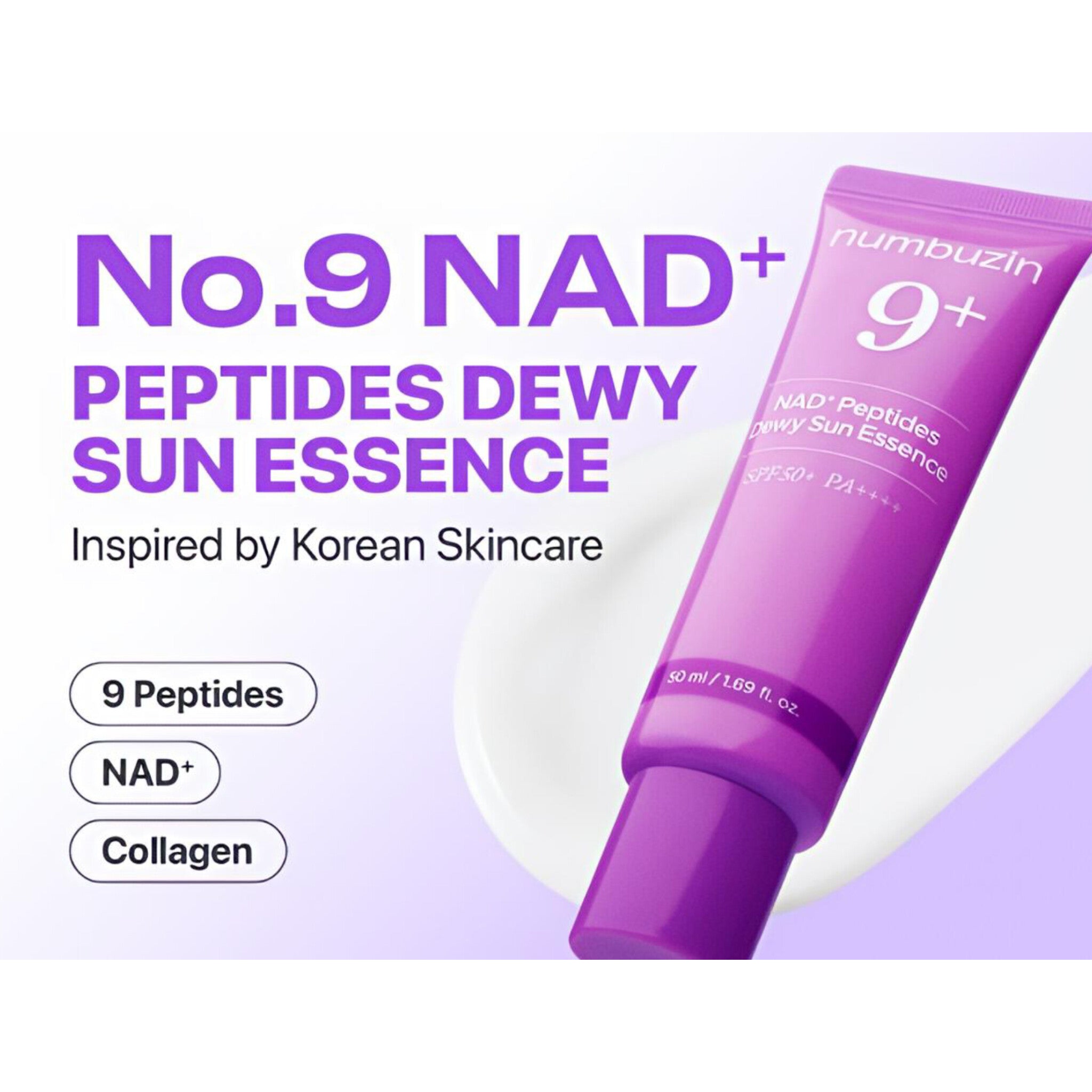 NUMBUZIN N9+ NAD+ PEPTIDES DEWY SUN ESSENCE SPF50+ PA++++ 50 ML
