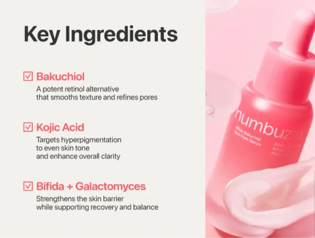 NUMBUZIN N°3 BIFIDA BAKUCHIOL ZERO PORE SERUM 30ML