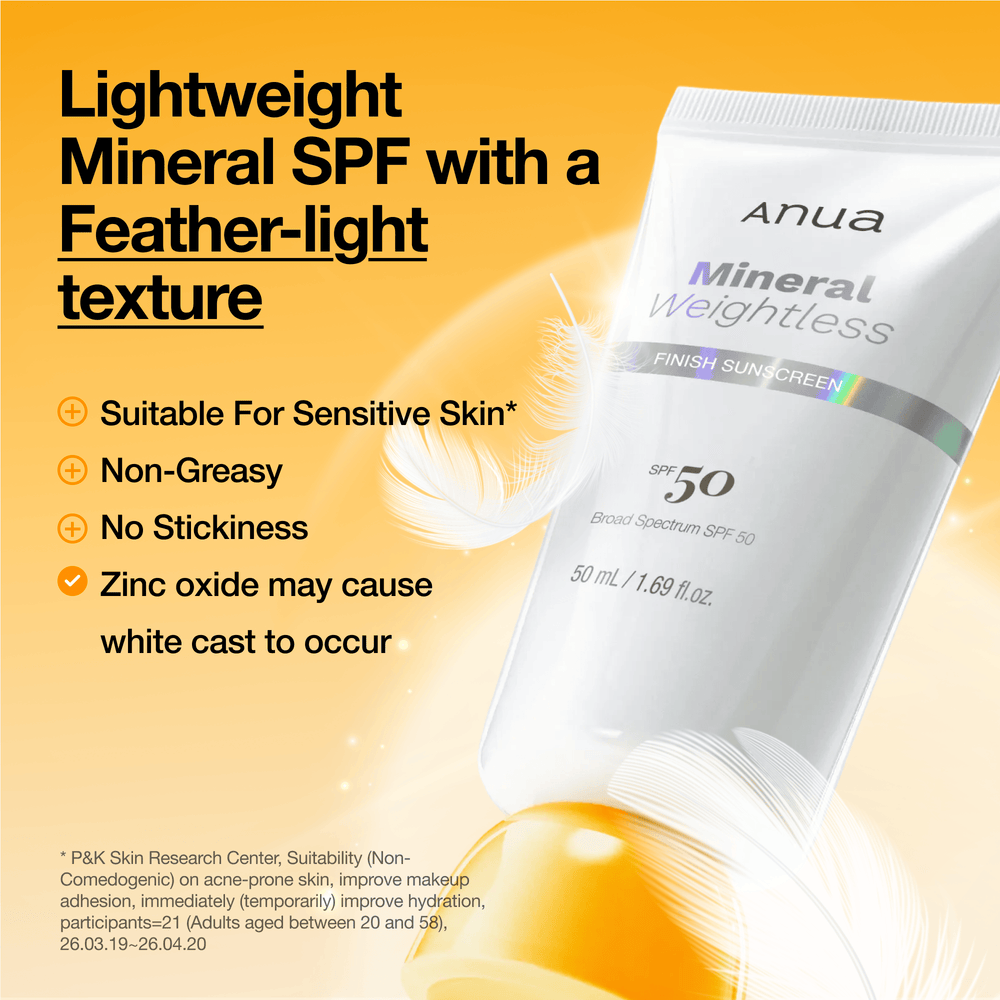ANUA MINERAL WEIGHTLESS FINISH SUNSCREEN SPF50 PA++++