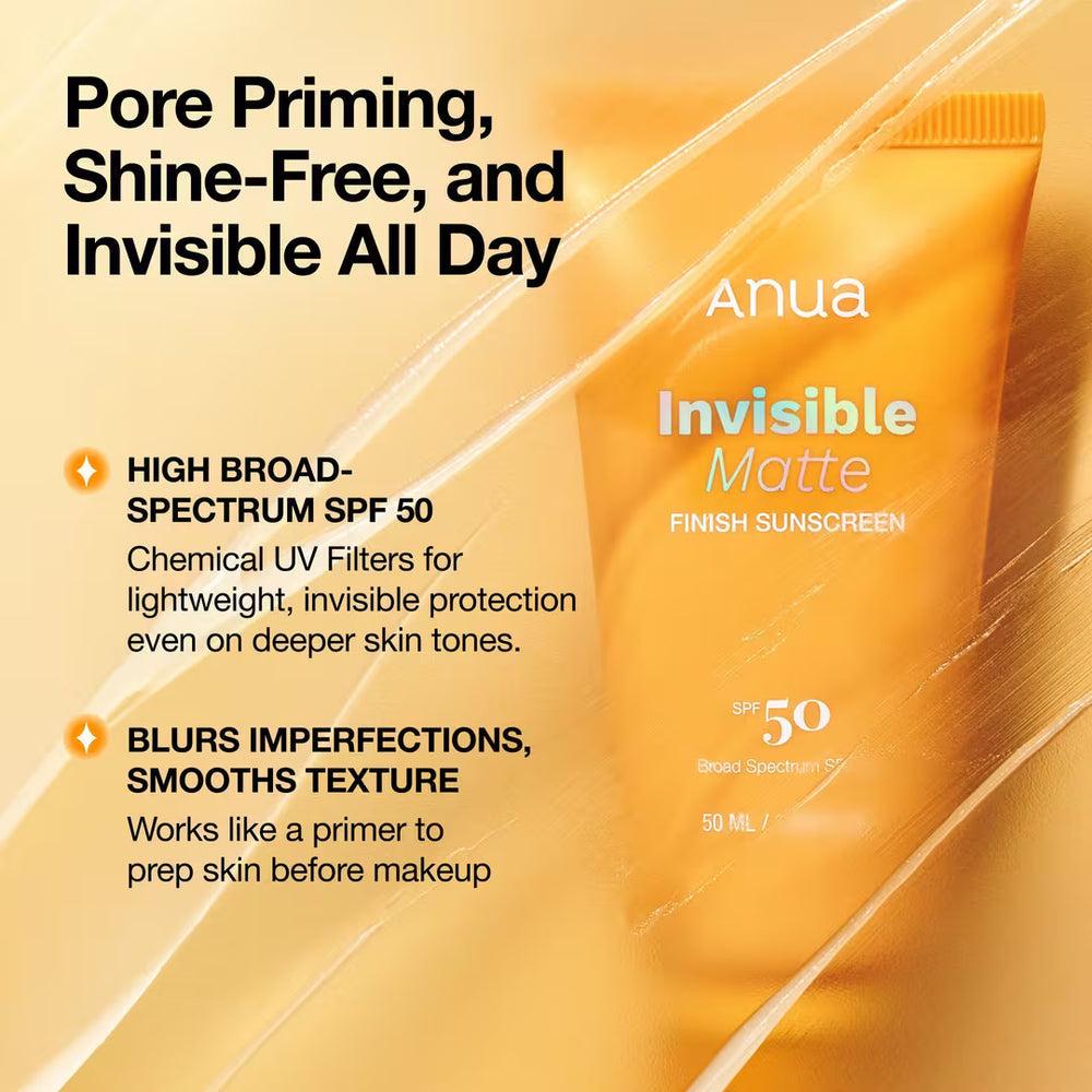 ANUA INVISIBLE MATT FINISH SUNSCREEN SPF50+++ 50ML